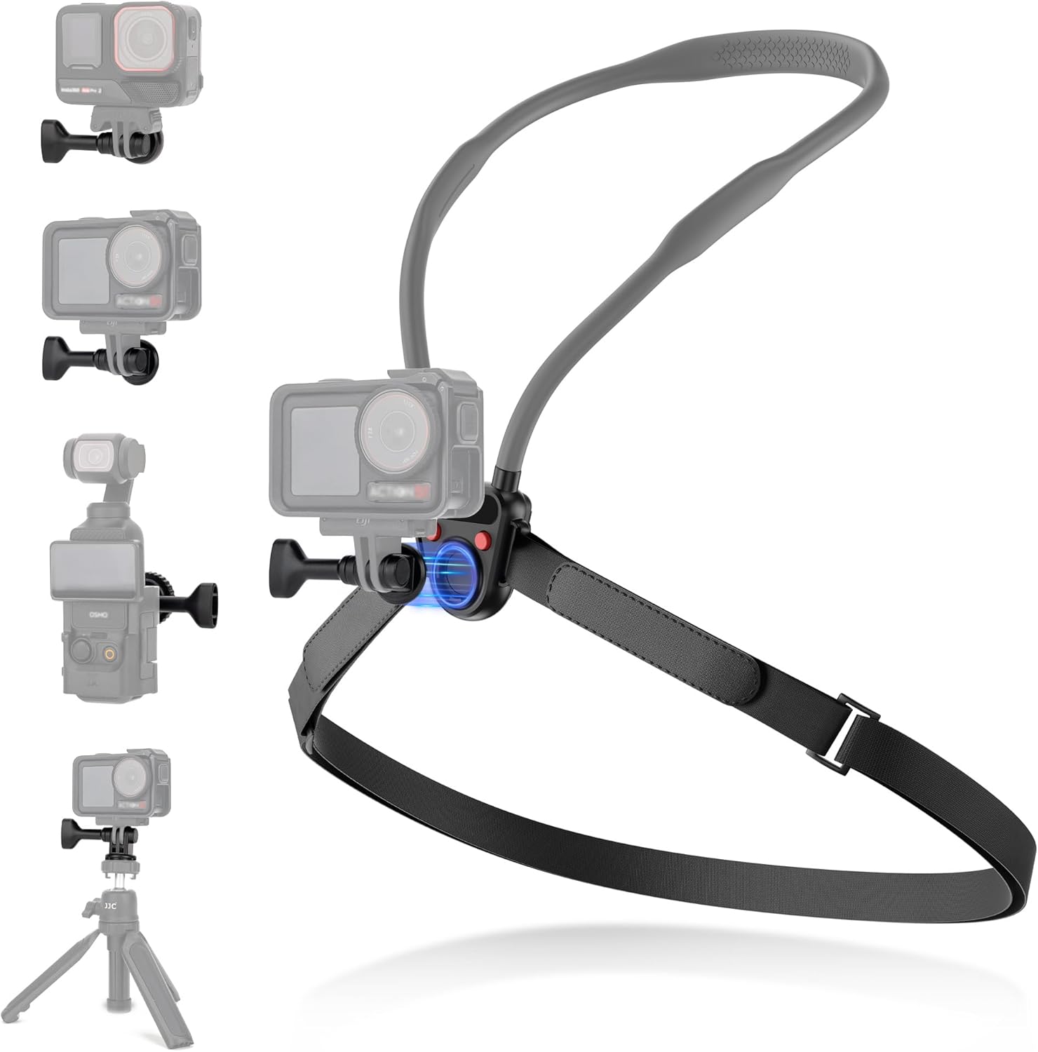 Magnetic Neck Mount for Action Camera,Magnetic Necklace Holder with Anti-Vibration Chest Strap & Quick Release,POV/Vlog Selfie Mount for Hero 13/12/11 for Insta360 Ace Pro 2 Osmo 360 Action 5Pro/4/3