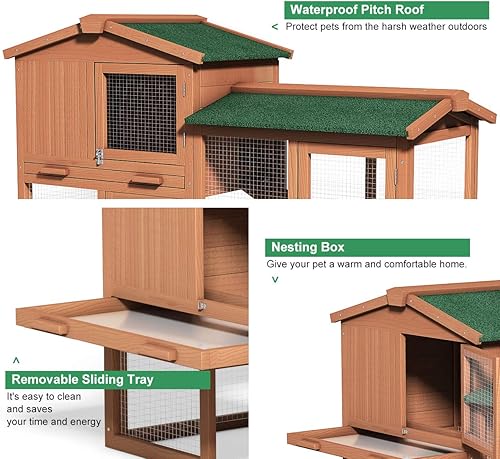 Vista 7 de Tangkula, jaula de 58 pulgadas para conejo, gallinas, para el patio trasero Natural