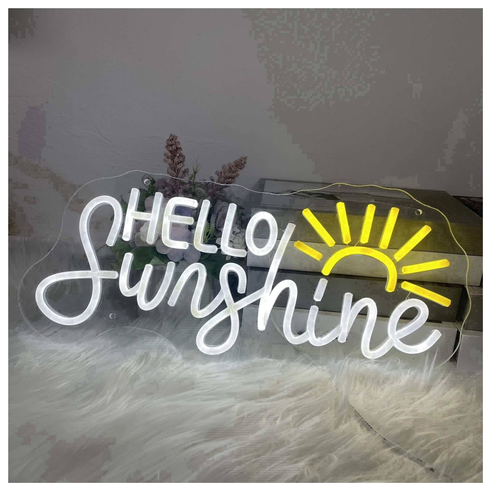luoliang Illuminazione al neon Hello Sunshine per insegne al per neon alimentate tramite per regolabili 20cmx38cm