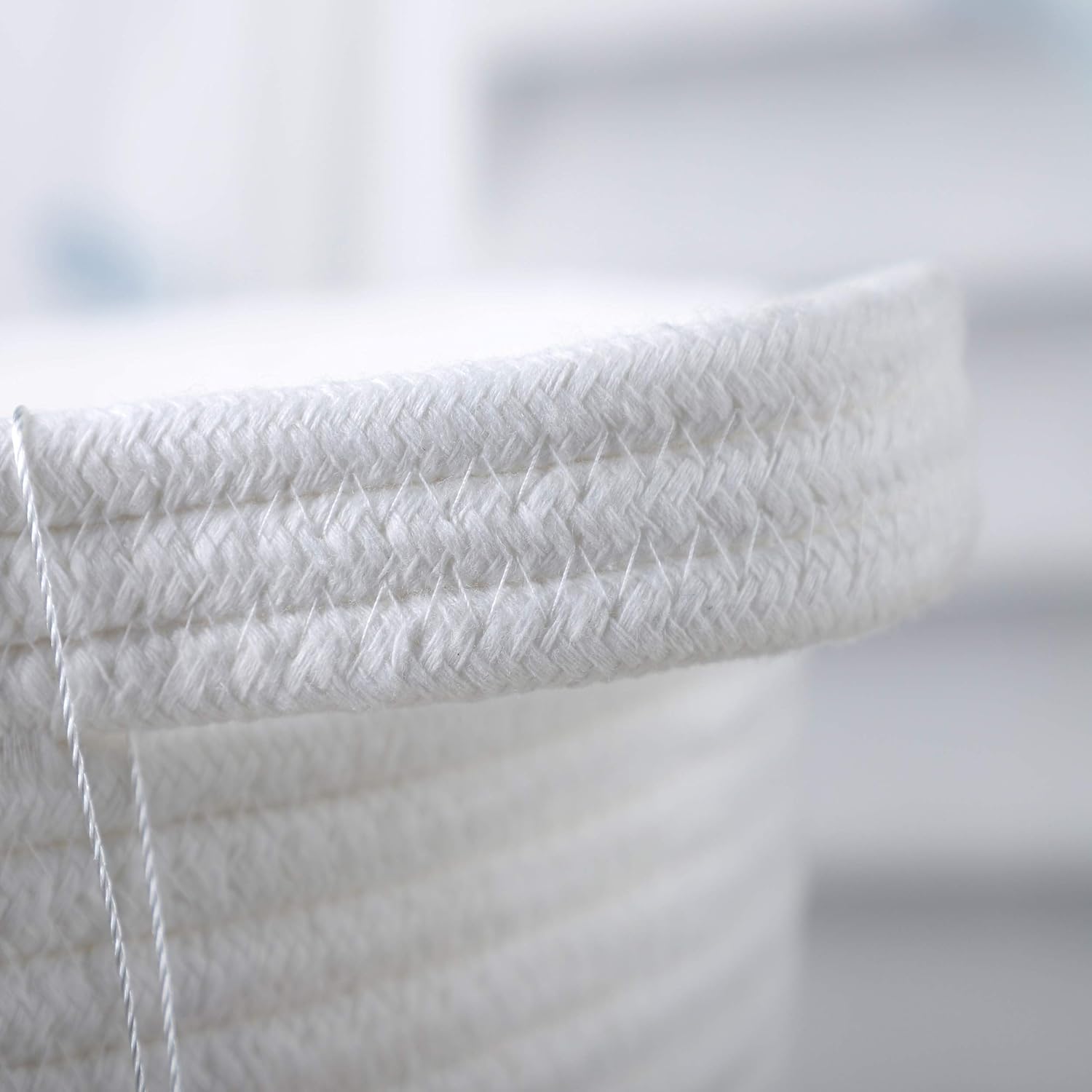 Large Woven Rope Throw Blanket Storage Basket-Triple Stitch Handle for Durability-Decorative Living Room Storage for Toys, Dog Toy, Laundry, Shoes, Towels, Pillow