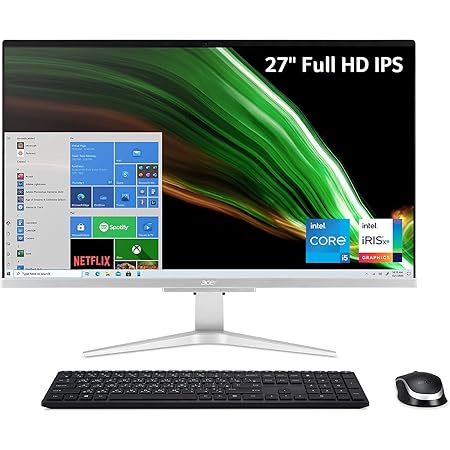Acer Aspire C27-1655-UA91 AIO Desktop | 27" Full HD IPS Display | 11th Gen Intel Core i5-1135G7 | Intel Iris Xe Graphics | 12GB DDR4 | 512GB NVMe M.2 SSD | Intel Wireless Wi-Fi 6 | Windows 10 Home