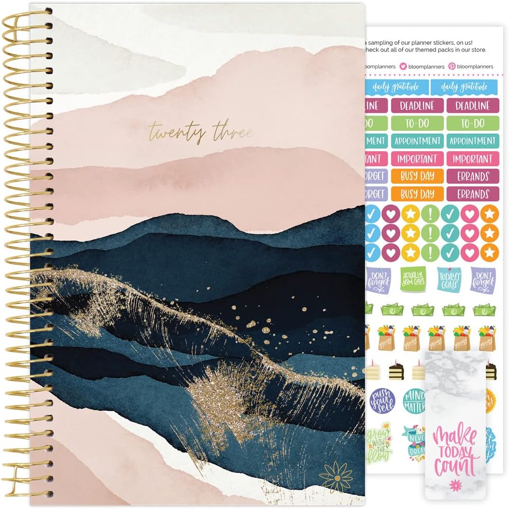 bloom daily planners 2023 Calendar Year Day Planner (January 2023 - December 2023) - 5.5” x 8.25” - Weekly/Monthly Agenda Organizer Book with Stickers & Bookmark - Golden Hour
