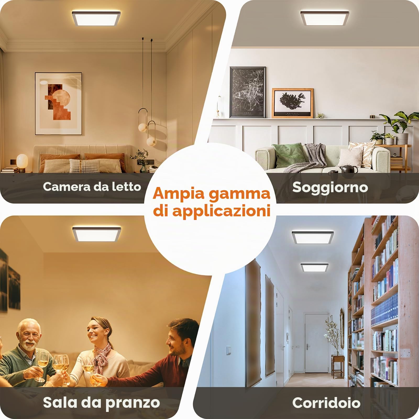 BLNAN LED Plafoniera, 18W plafoniera piatta bianco caldo neutro freddo 3000K/4000K/5000K, pannello con retroilluminazione, 1800lm per corridoio, camera da letto, balcone - ultrasottile moderno 22cm