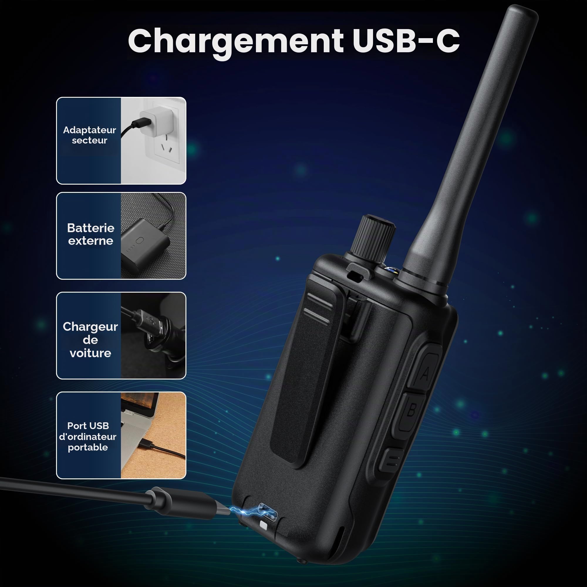 Baofeng GT-5R Mini 5W Radio portative Double Bande, Talkie-walkie UHF VHF Compact avec Programmation Via Application BT, 999 canaux, Double PTT, USB-C, Airband/FM, Lampe de Poche, 2 Pack Gris
