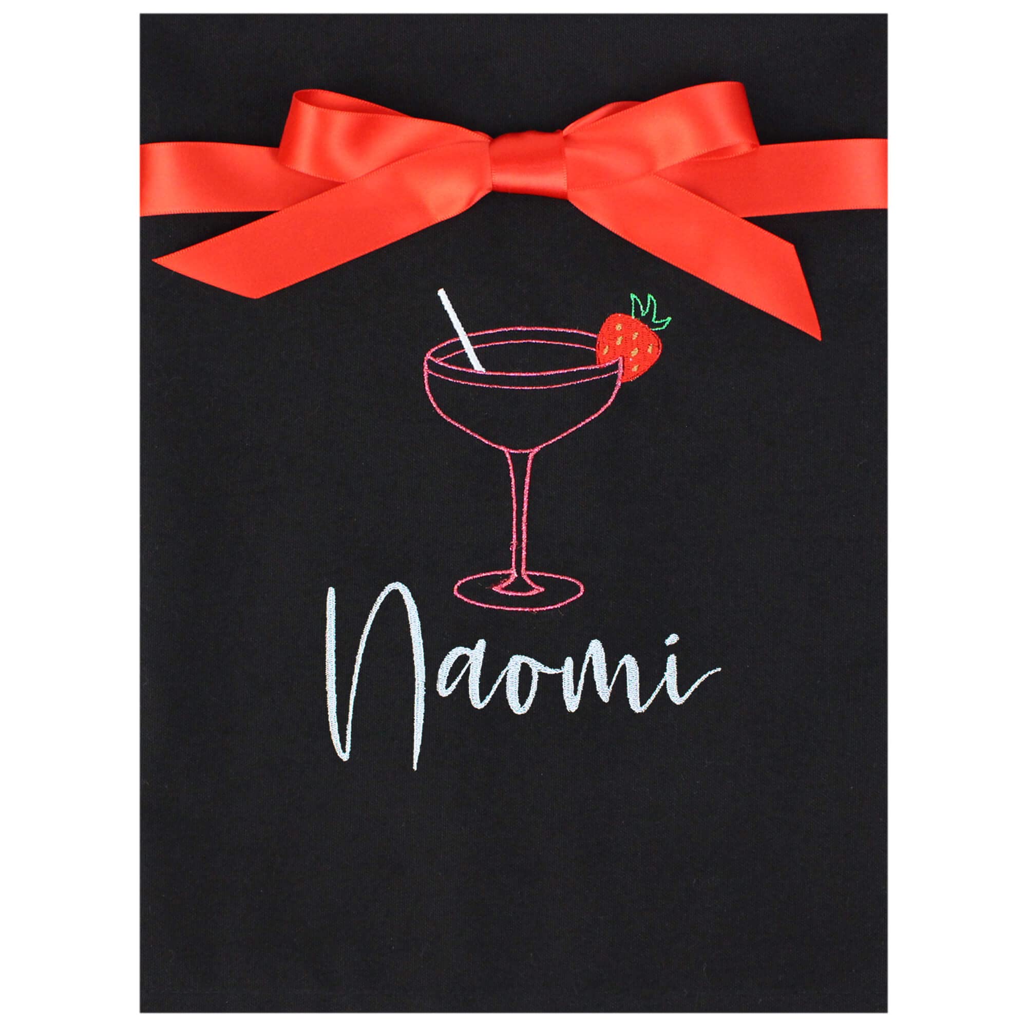 Teddyts Black Personalised Strawberry Daiquiri Cocktail Tea Towel (Black) 70Cm