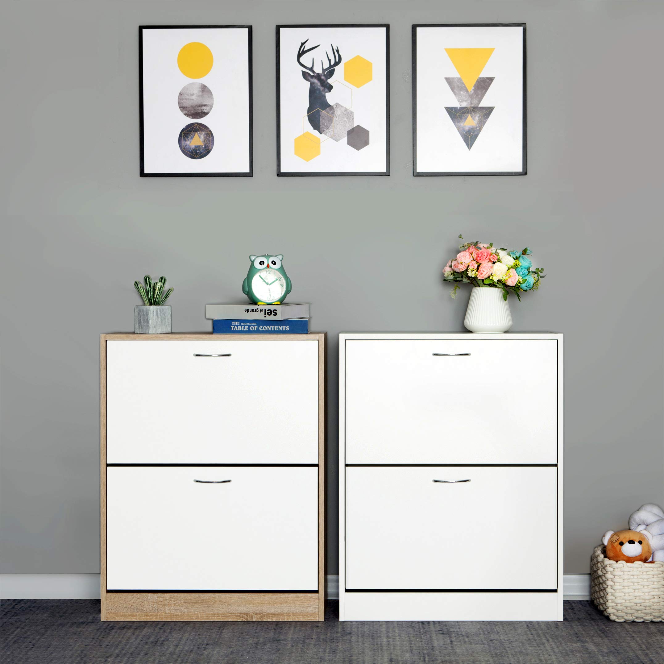 Buy Meerveil 2 Drawer Shoe Shoe Cupboard,2 Tier Shoe