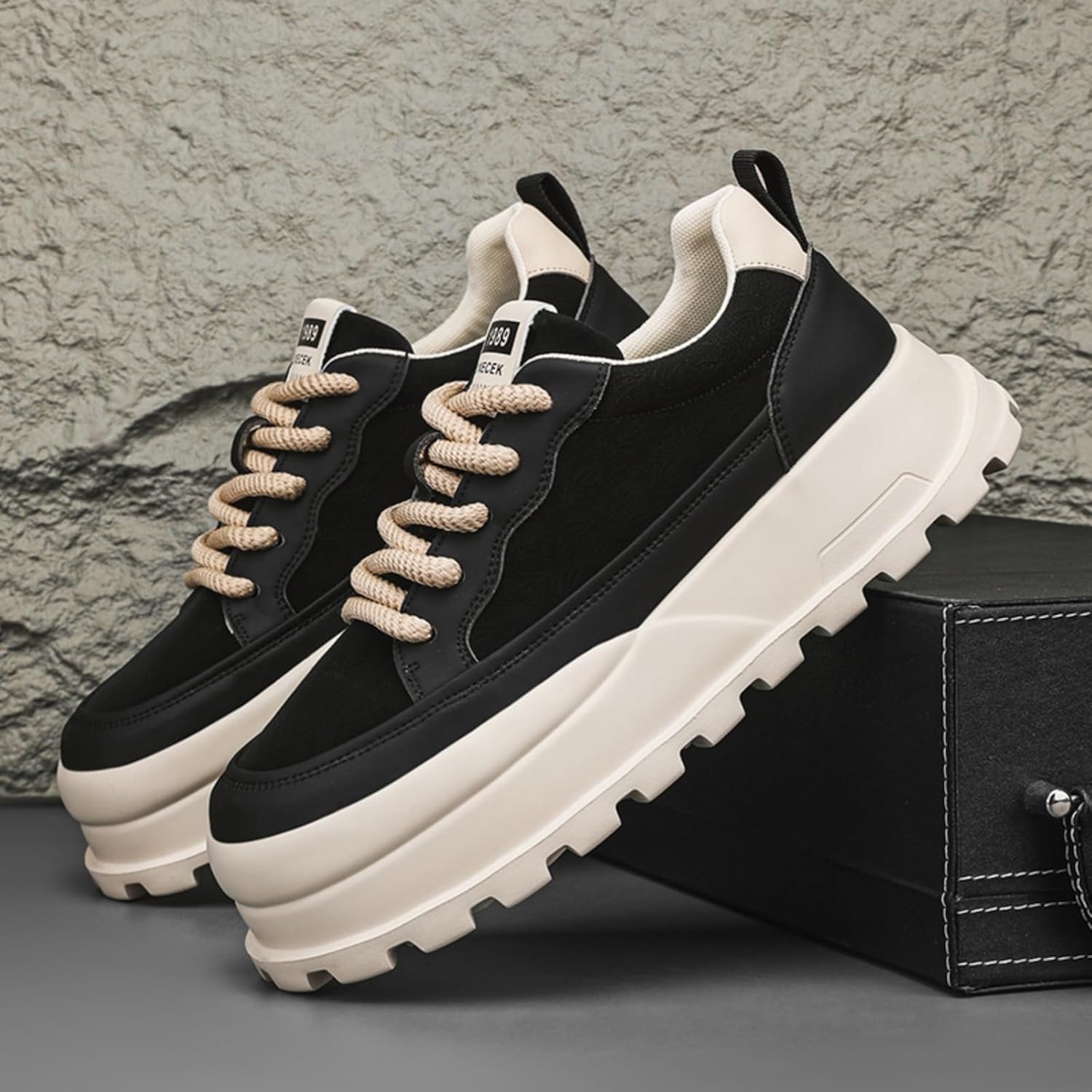 Men's Platform Retro Sneakers Classic Trainers Casual Footwear Tennis Running Chunky Lace - up Stylish Walking Shoes - Image 5