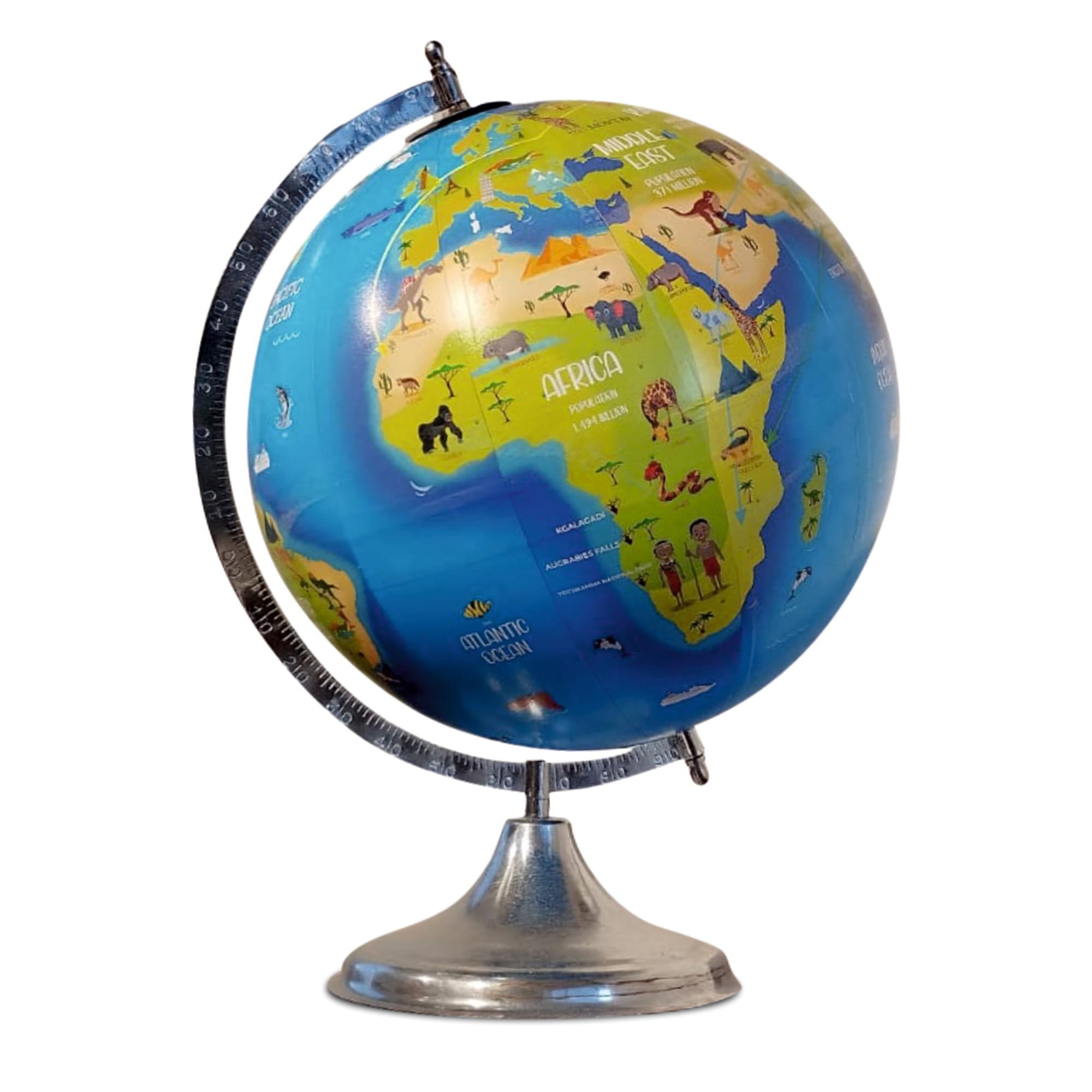 GLOBE DADDY Rotating 12 Inch Kids Animal World Globe with Metal Arc and Stand for Show pieces for Home Décor, Office Decor and Decorations items,Study Table decor Items, Birthday, Party Gifts and Aniversary.