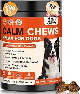 Calming Chews for Dogs-Dog Calming Chews Anxiety Relief Bites with Melatonin HMP for Dog Relaxing Aid-Car Anxiety Fireworks and Thunder Stress Relief Treats Supplements for Puppies Small All Dogs
