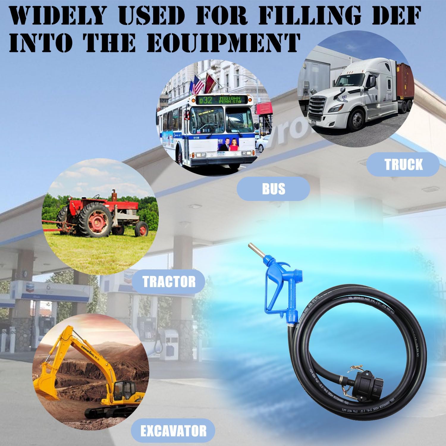 DEF Hose w/DEF 2" Camlock Connection Gravity Flow Kit Tote/IBC Compatible Portable Pump Unit Mobile Pump Unit DEF Pump