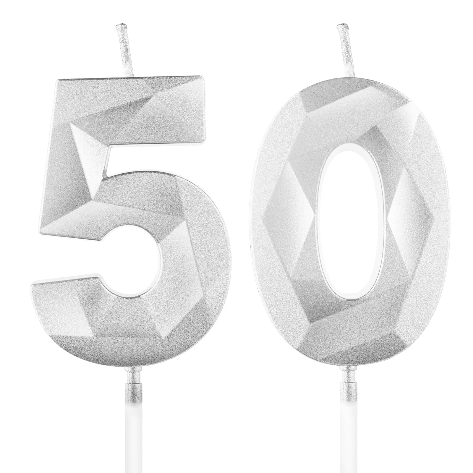 Yiran 50th Birthday Candles, Gold Number 50 Happy Birthday Candles, Cake Topper Decorations for Birthday Party, Wedding Anniversary Celebration Supply — view 243