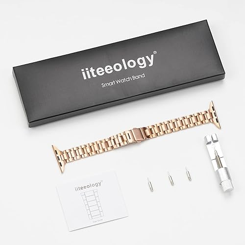 Miniatura 8 de iiteeology Correa de acero inoxidable compatible con Apple Watch Band 1.929 in 1.772 in 1.732 in 1.654 in 1.614 in 1.575 in 1.496 in, correa delgada