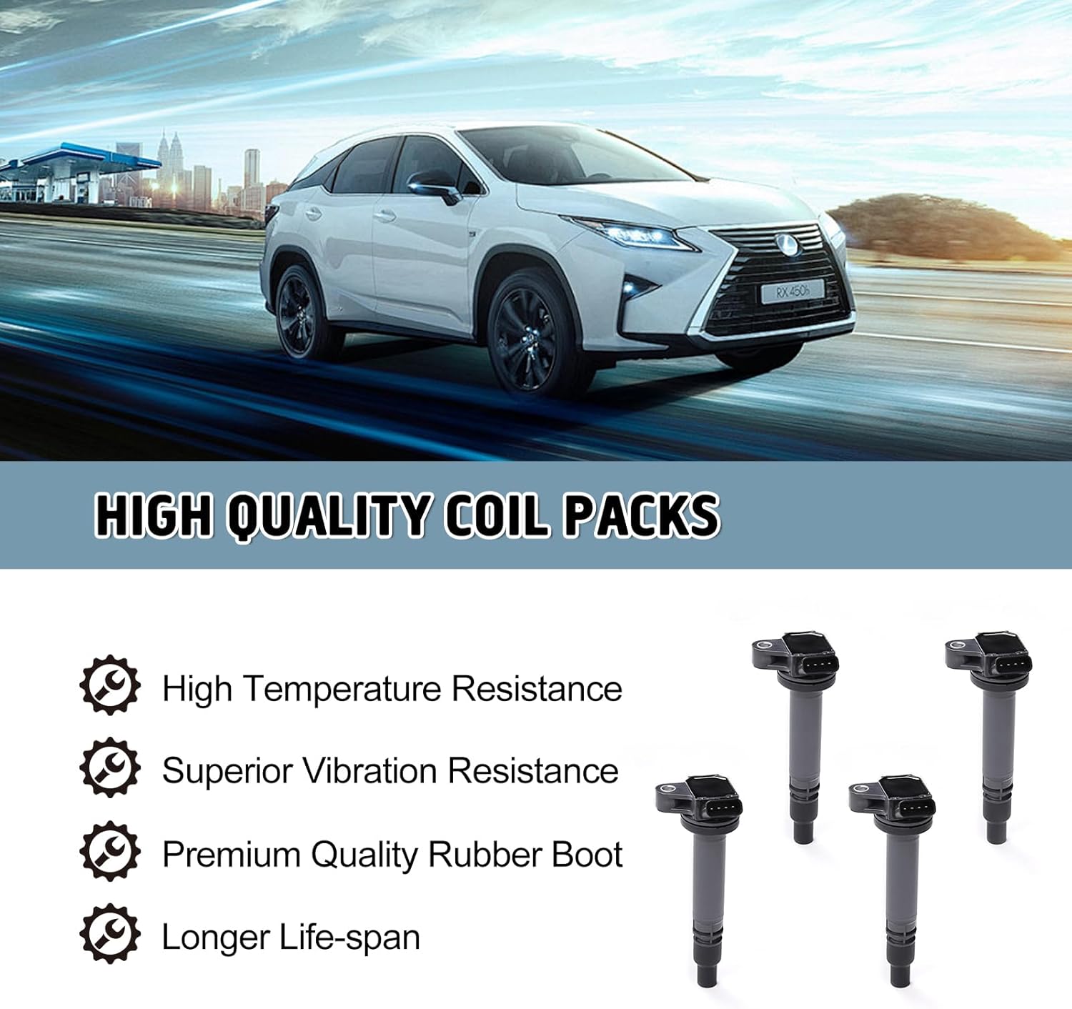 Pack of 4 Ignition Coils Compatible With 2000 2001 2002 2003 2004 2005 2006 Celica GTS Corolla XRS Matrix XRS Vibe GT 1.8L L4 2ZZGE 90919 02238 88970216 UF314