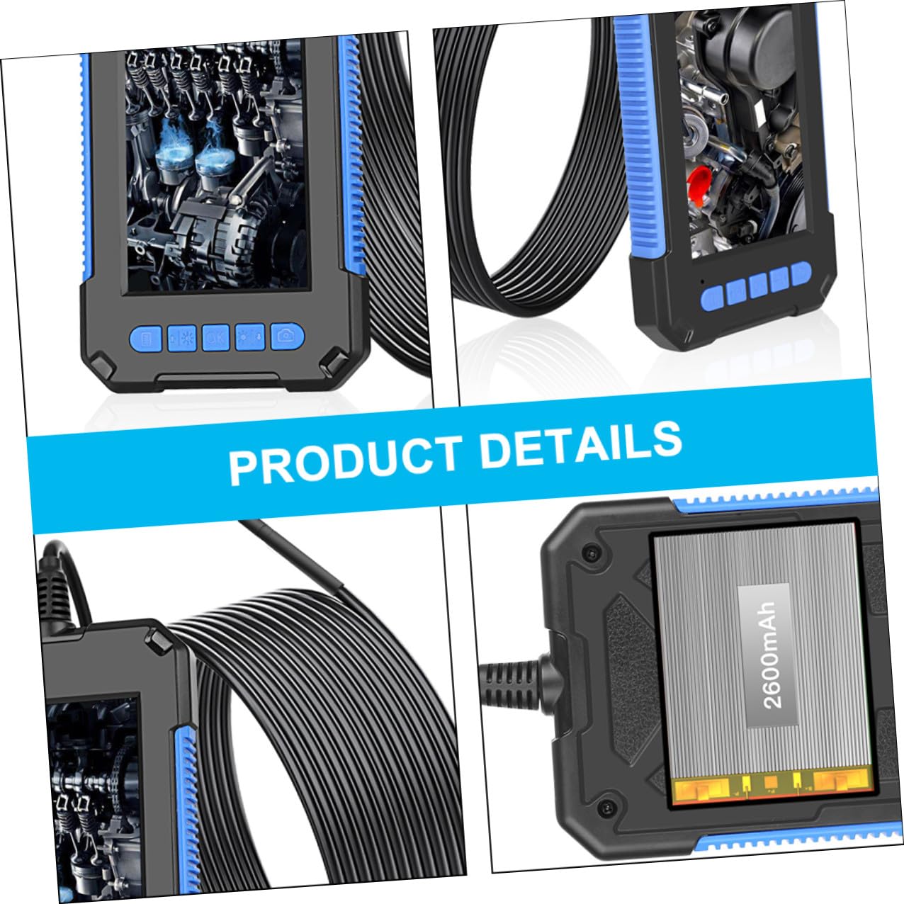 Industrial Digital Borescope 4.3-inch Waterproof Inspection Camera 5.5mm Lens 5m Hard Cable Pipeline Inspection Tool for Automotive and Industrial Use