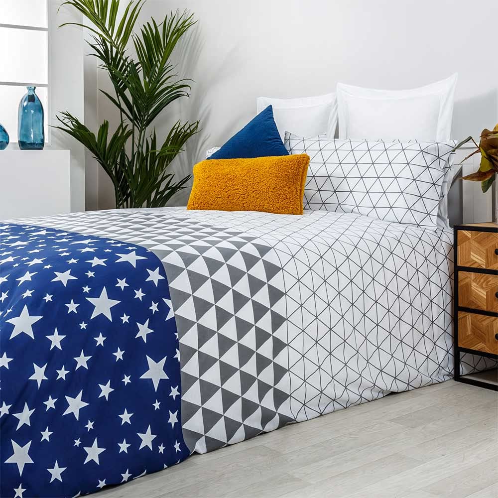 Funda Nordica TRIANGLE AZUL cama de 135 50% ALGODÓN - 50% POLIESTER