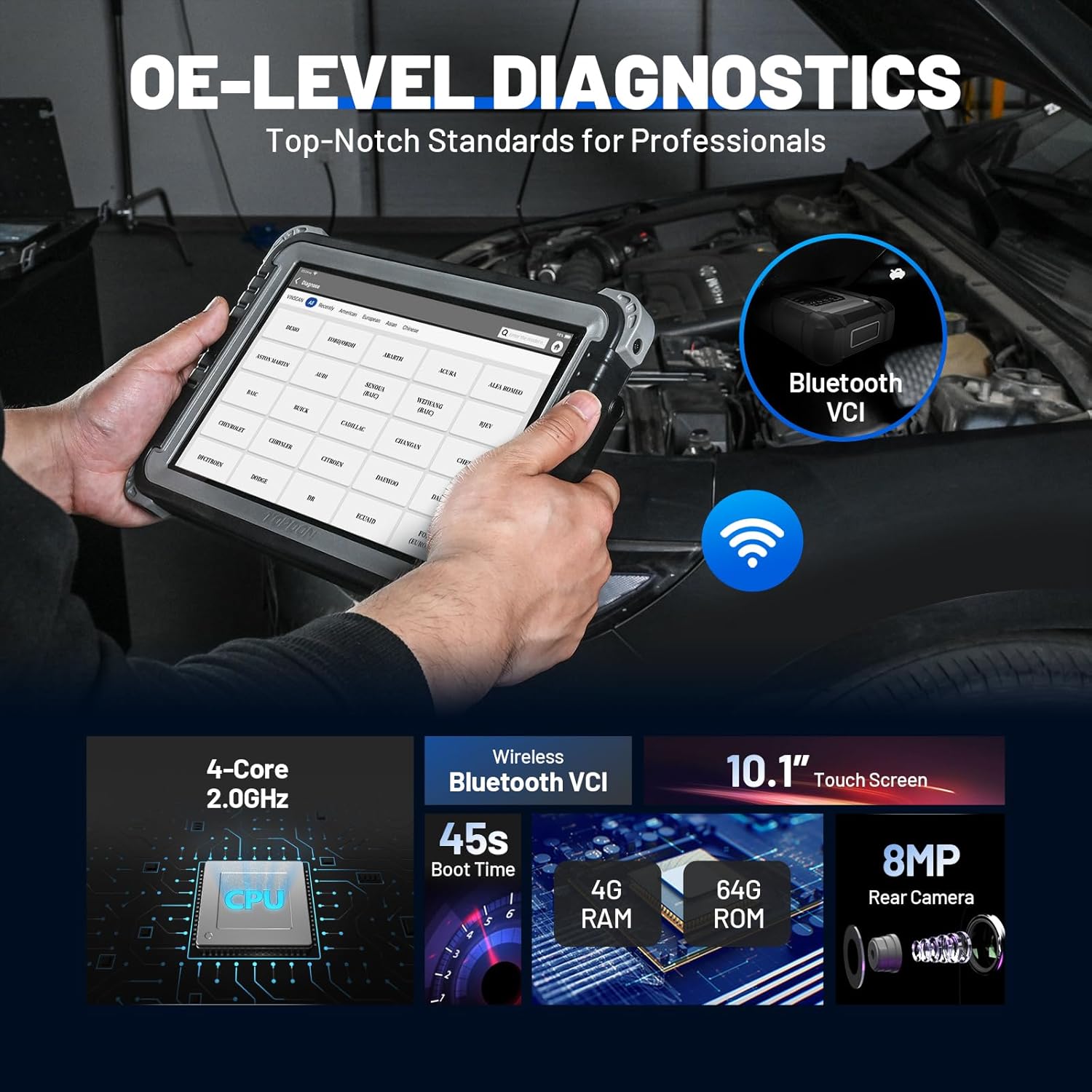 TOPDON Phoenix Plus 2 Bidirectional Scan Tool with Battery Tester, 2 Years Free Update, OE-Level Full Diagnosis, Topology Scanner, 40+ Reset Services, AutoAuth for FCA SGW