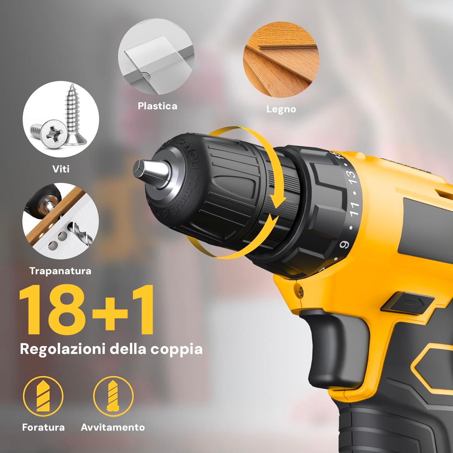 Avilia Taladro a batería de 12 V con 65 herramientas – Maletín con destornillador y cargador, ideal para profesionales y aficionados