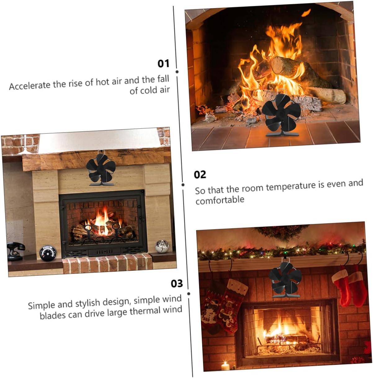 Mini 5-blade Heat Powered Stove Fan Silent Aluminum Fireplace Fan for Residential Wood-burning Stove Metal Warm Air for Efficient Heat Distribution