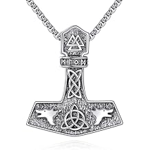 Viking Necklace for Men Sterling Silver Arrowhead/Therian/Raven/Thors Hammer Pendant Necklaces Jewelry Gifts for Men Women