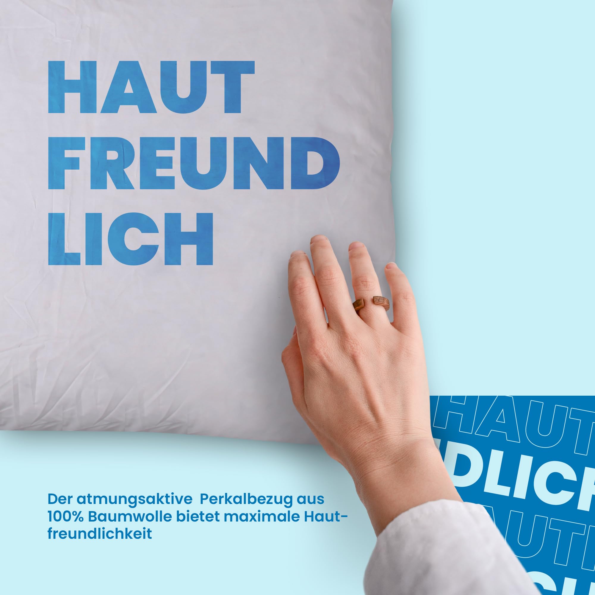 Bestlivings Kopfkissen Mountain Peak (80 x 80 cm) Made in Germany, Federkissen (80% Federn / 20% Daunen) ÖKO-Tex mit Perkal-Baumwoll Bezug, maschinenwaschbar