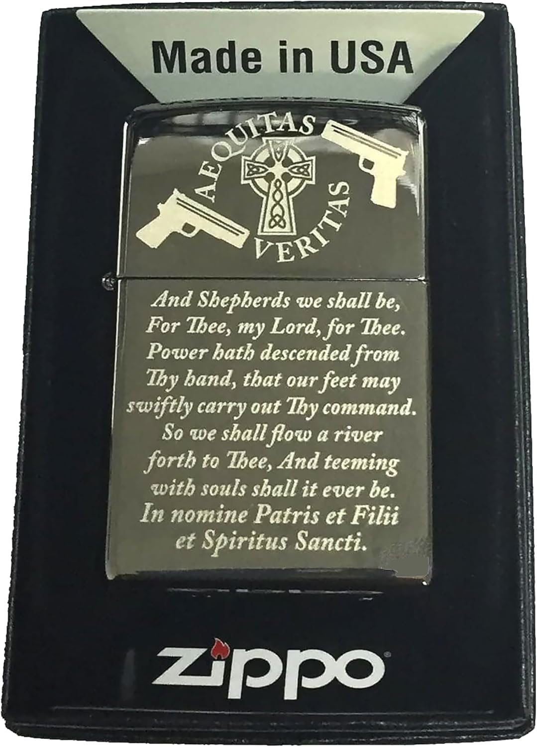Boondock Saints Family Prayer - Engraved Black Ice Zippo Lighter