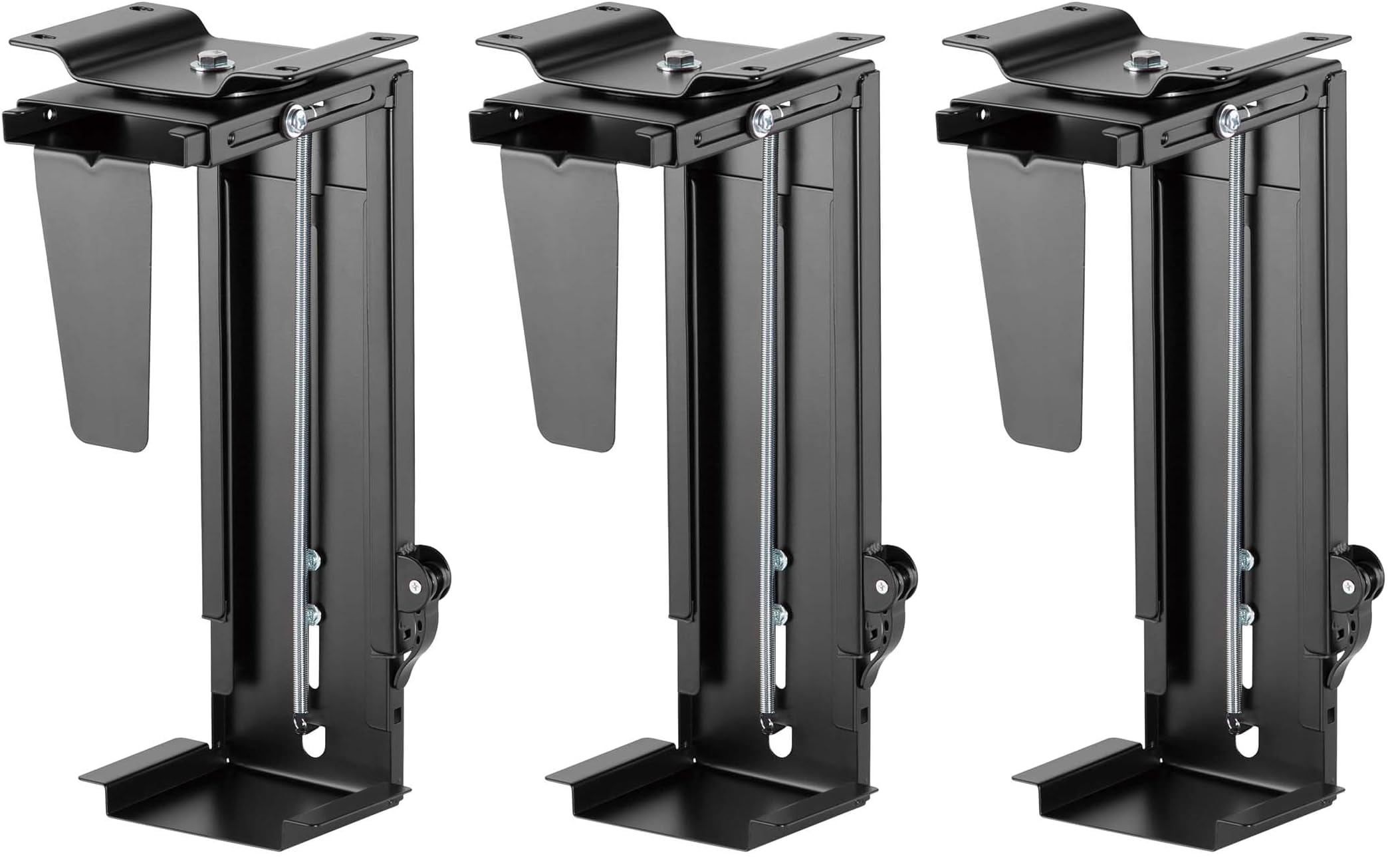 AISENS Soporte Giratorio y Altura Personalizable para CPU por Debajo de Escritorio con Mango de Bloqueo Fácil Negro (Paquete de 3)