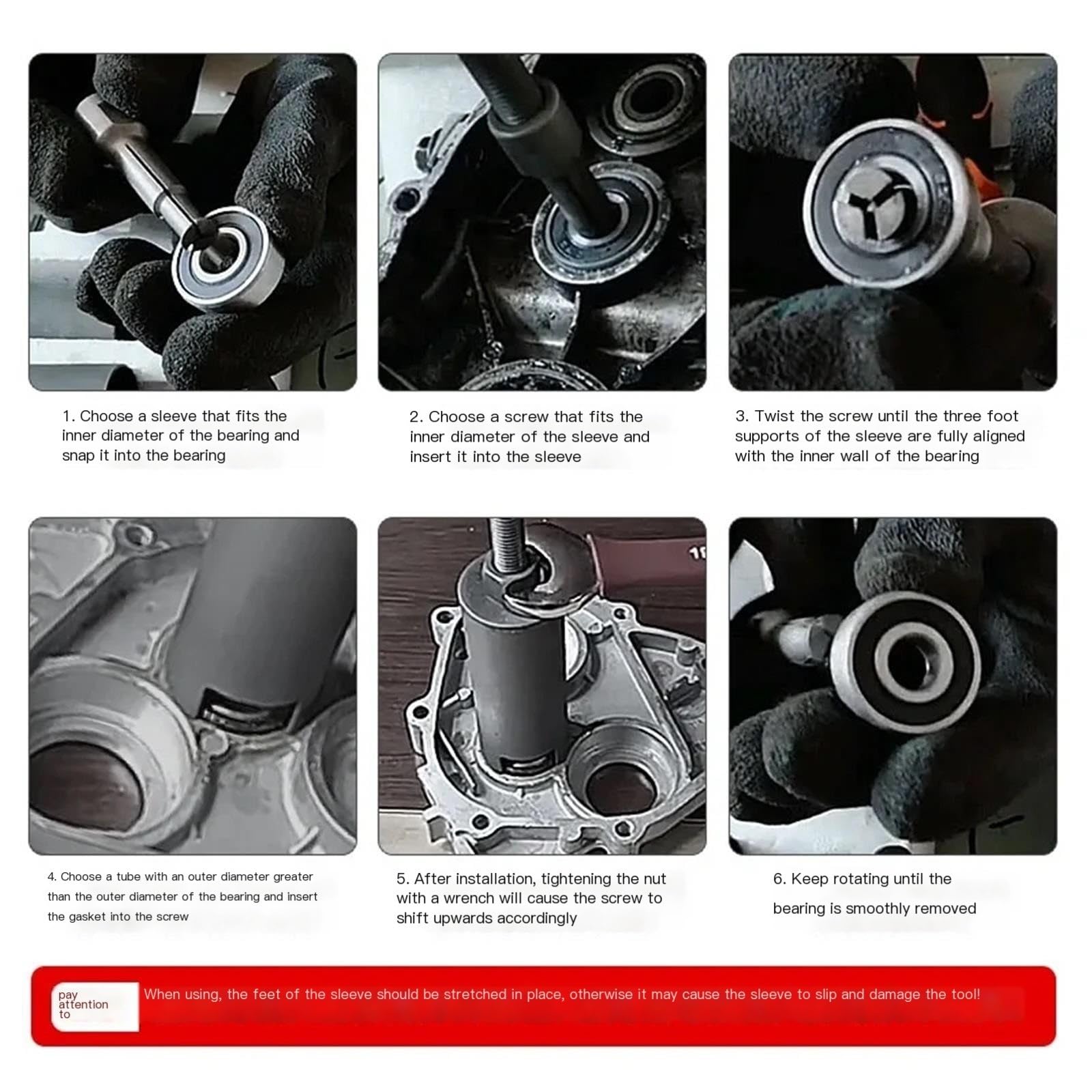 11 pezzi 1/2" Attrezzo per l'installazione del tirante interno della motocicletta, set di estrattori per cuscinetti ruota