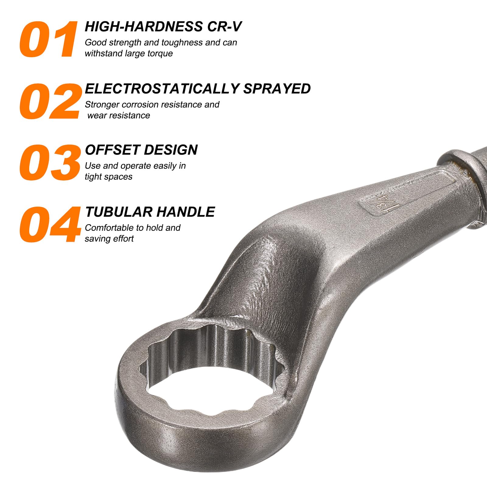 QUARKZMAN Klucz rurowy z końcem skrzynkowym Offset 1-3/4 "CR-V 12 bitów pojedyncze końcówki przesunięte Torx Klucze do skrzynki rurowej z wysokim kołnierzem do dokręcania śruby