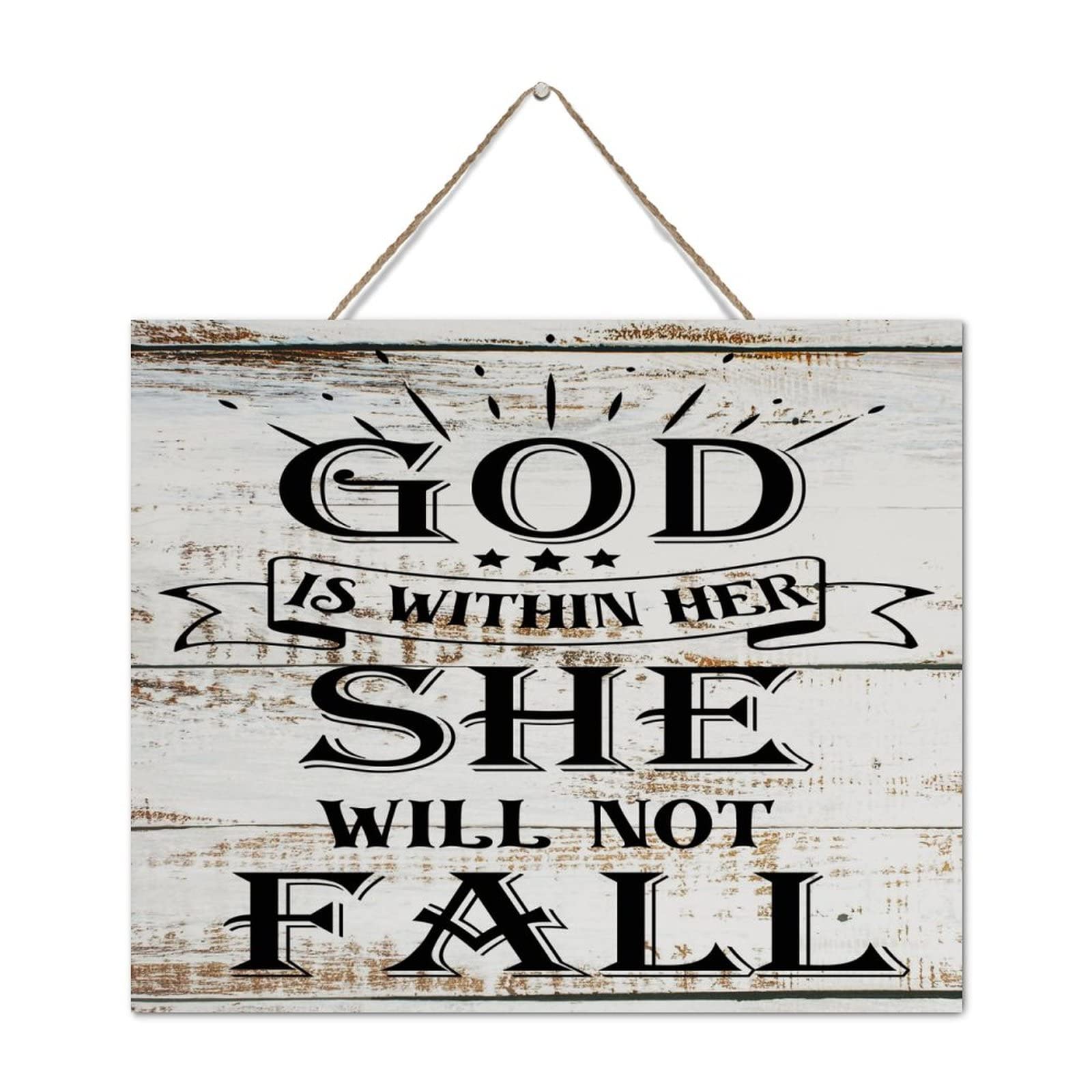 Plaque bois God Is within Her pour embellir votre coin prière ou votre salon rustique