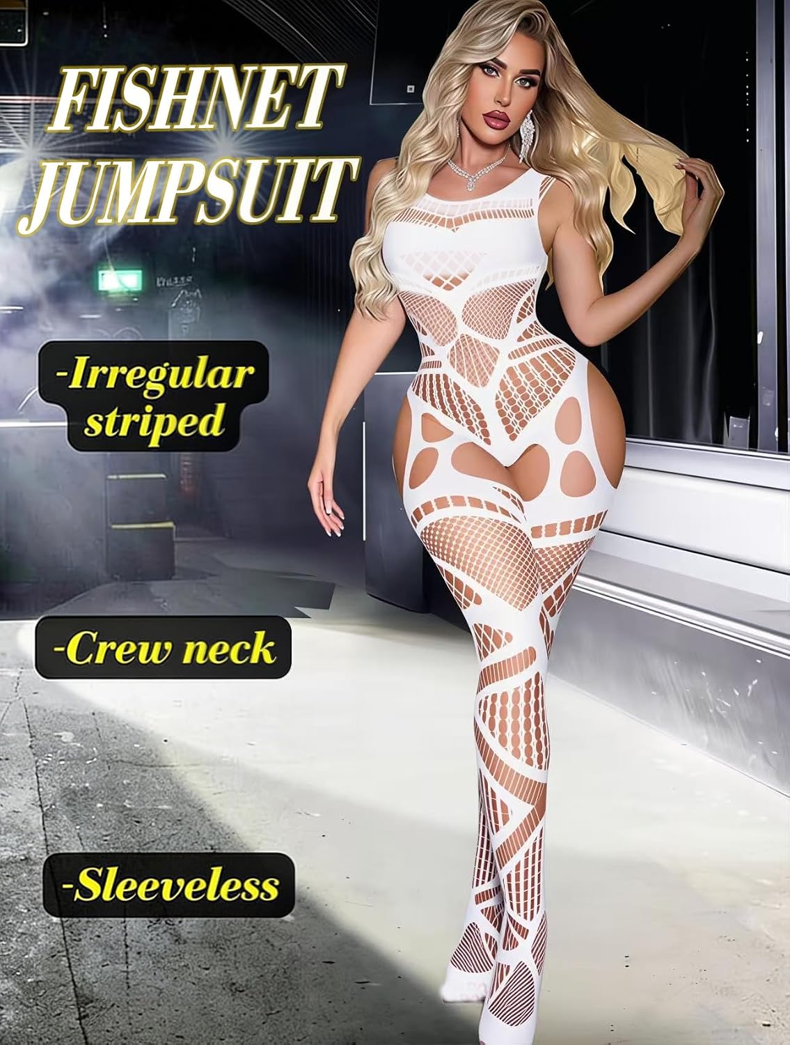 Womens Mesh Bodystocking Sleeveless Sling Bodysuit Hollow Fishnet Lingerie Outfit Clubwear