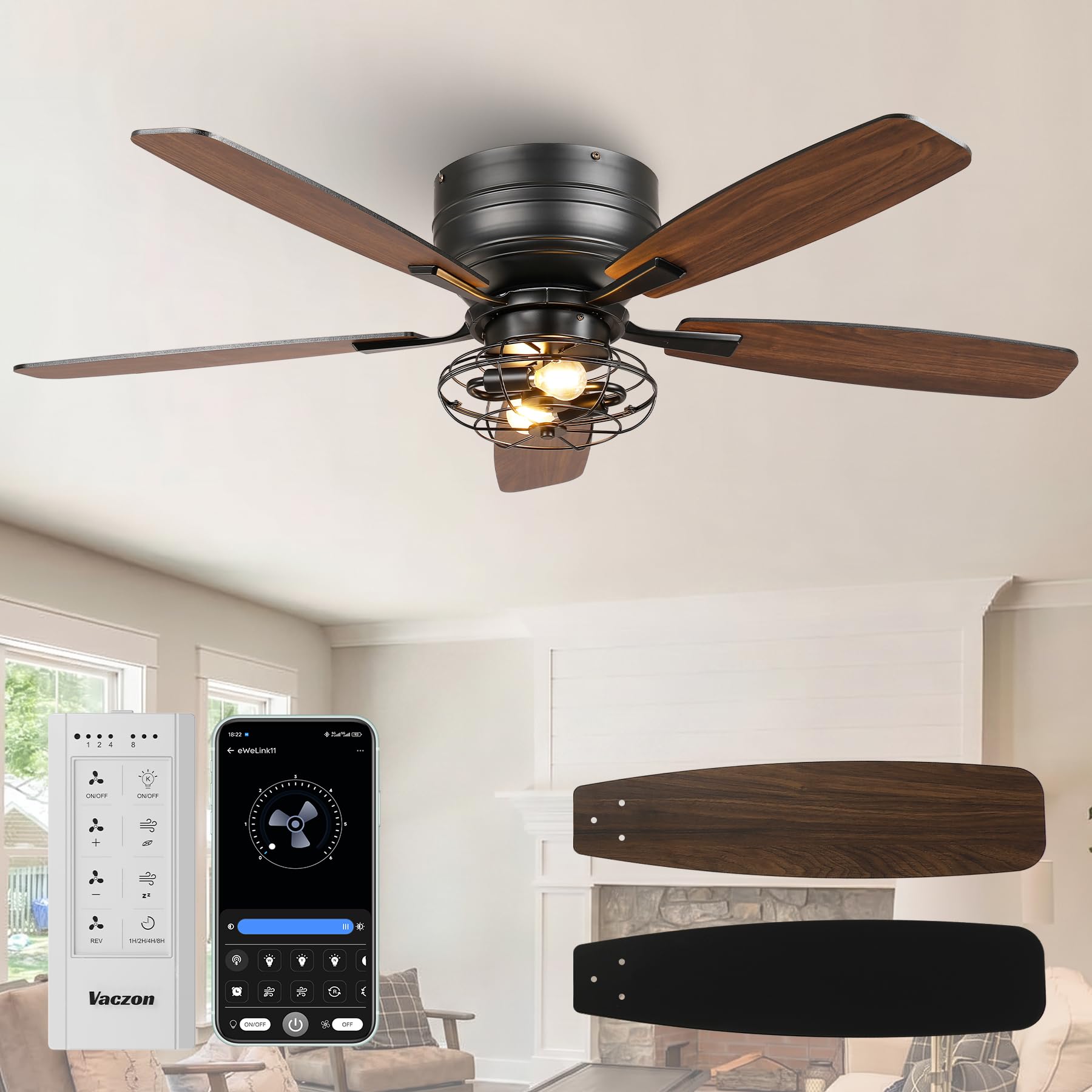 Vaczon 48 Flush Mount Farmhouse Fan