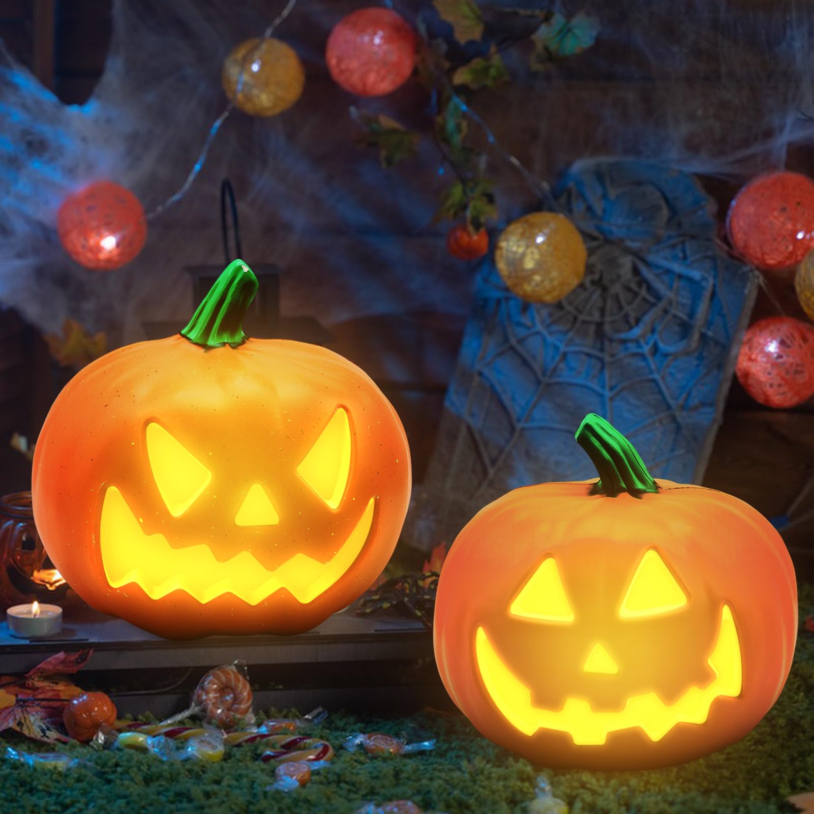 Lanterna XXL a forma di zucca come decorazione a LED per Halloween, 30