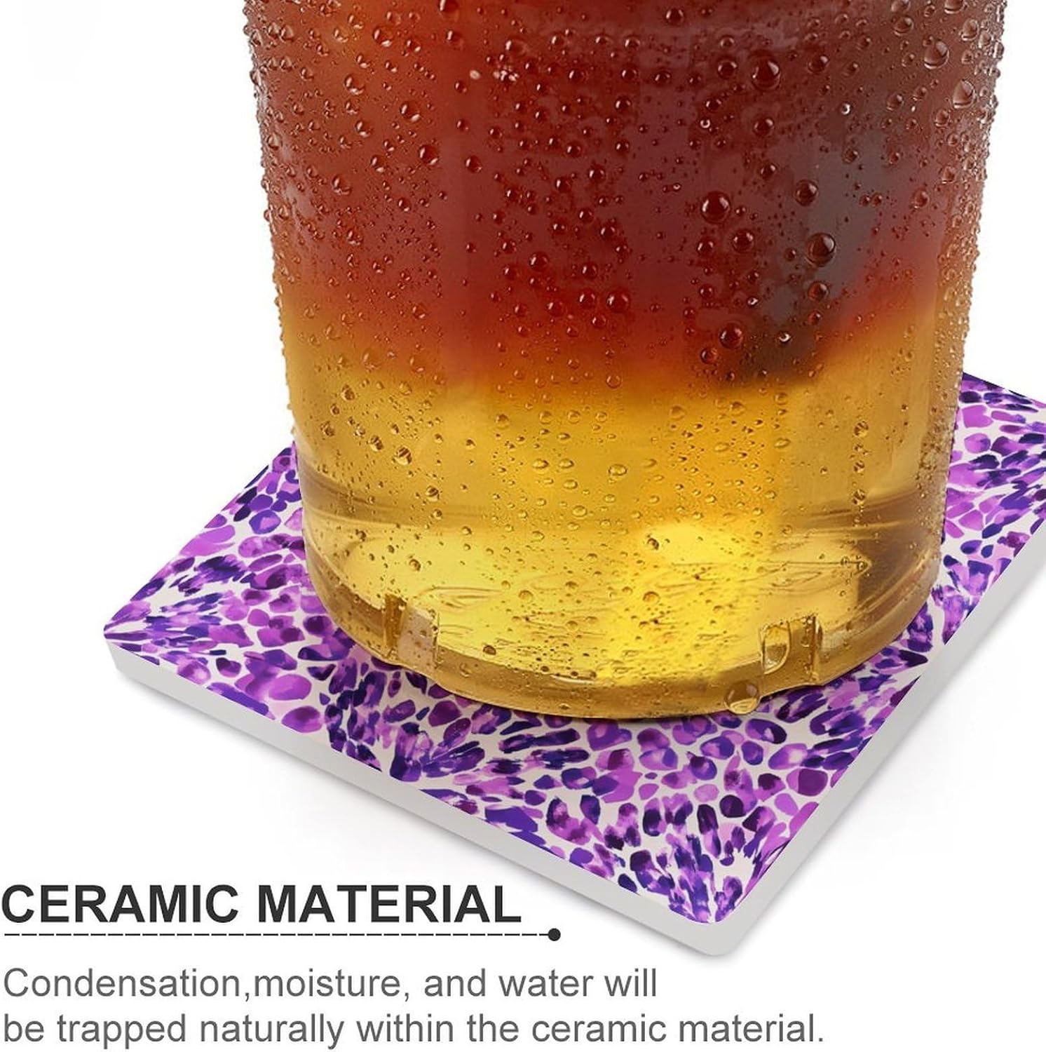 Leopard Pattern Ceramic Coasters Square Drinks Coaster Coffee Table Decor Table Coaster for Home Bar