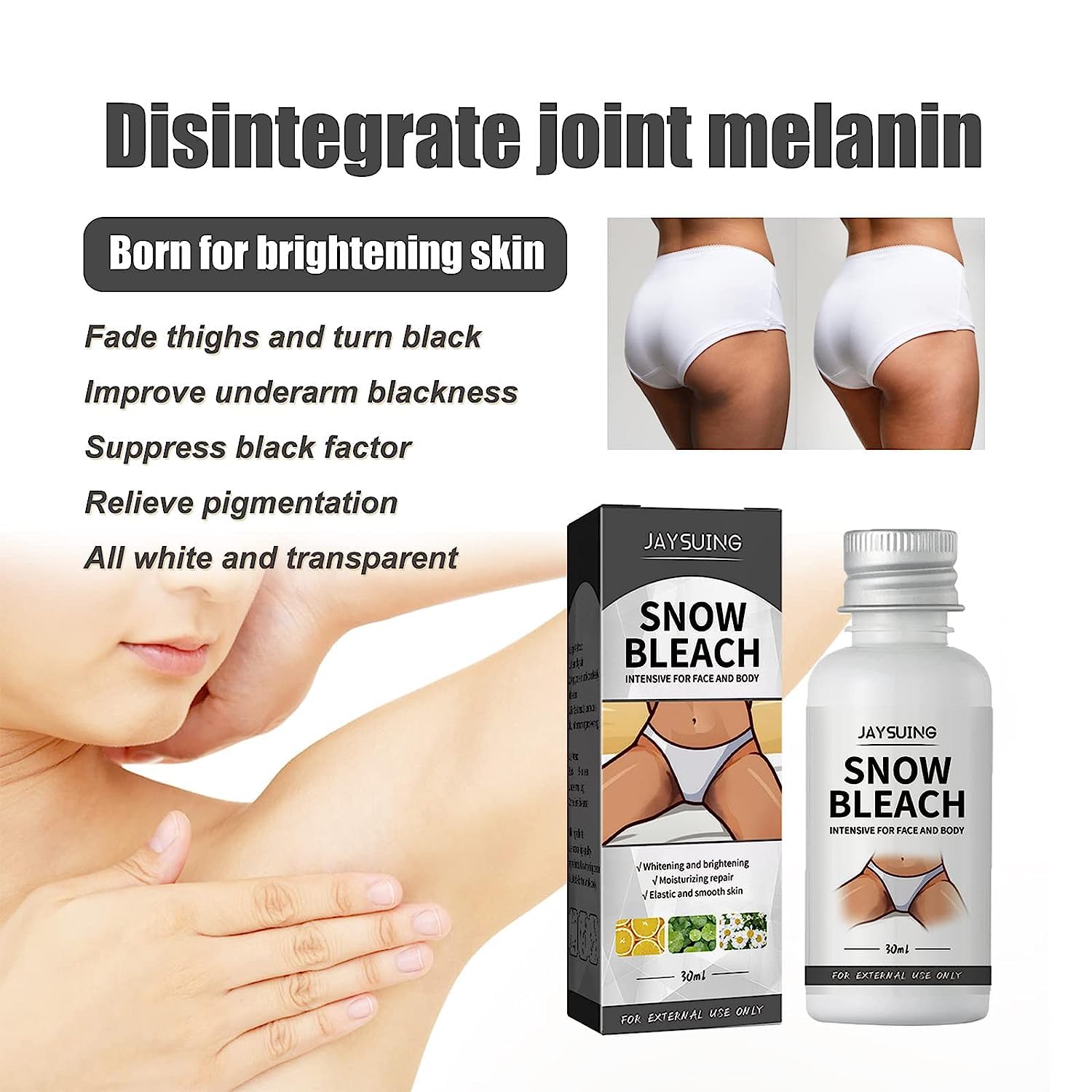 Snow Bleach-Creme, Snow Bleach-Creme für die Aufhellung des Intimbereichs unter den Achseln, Snow Bleach Intensive für Gesicht und Körper, Do Me Bleach My Butt-Creme (2 Stk)
