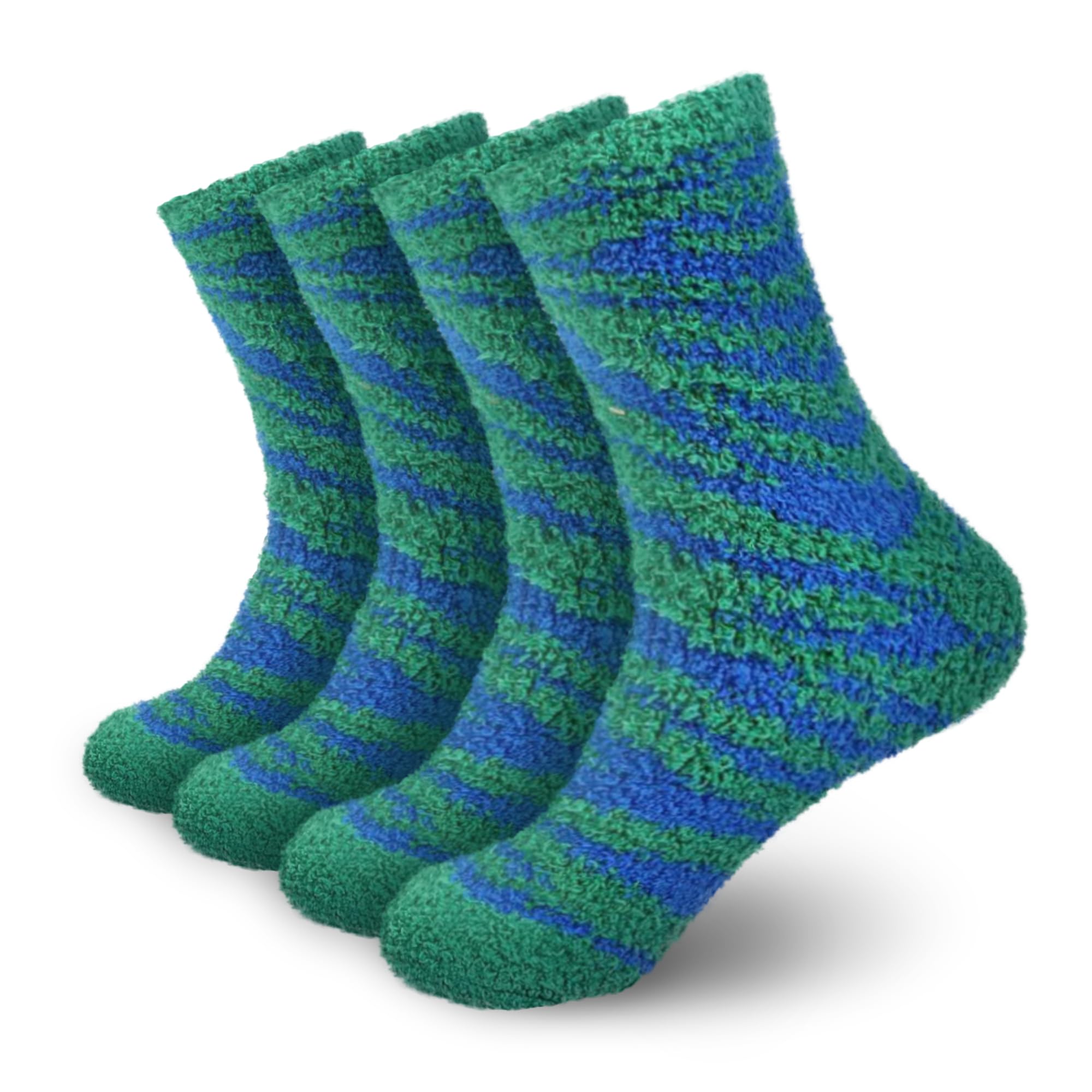 BambooMN Women's Fuzzy Zebra Print Team Spirit Socks - Super Soft Microfiber Game Day Sports Socks - 4 Pairs