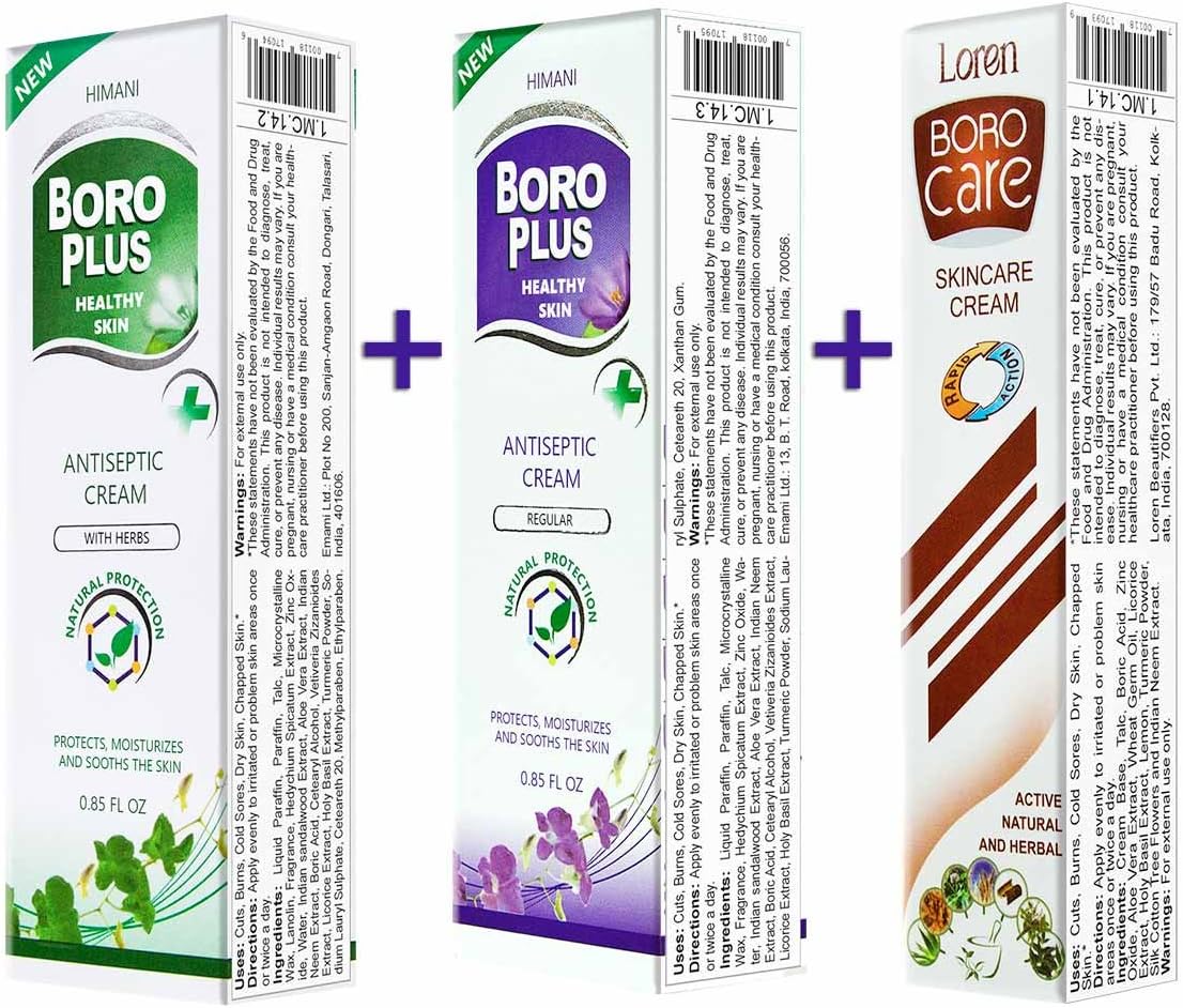 Bundle of 3 Boro Plus Creams (Cream with Herbs 25ml + Regular Cream 25ml + Boro Care Cream 25ml)