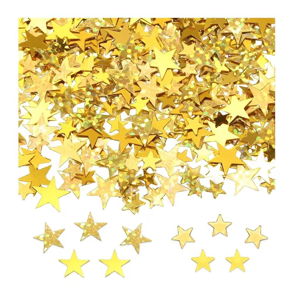 Coriandoli a forma di stella dorata, coriandoli glitterati per decorazione da tavolo per feste, compleanni, baby shower, feste di nozze, festival, lamina metallica, 45 g, 1100 pezzi
