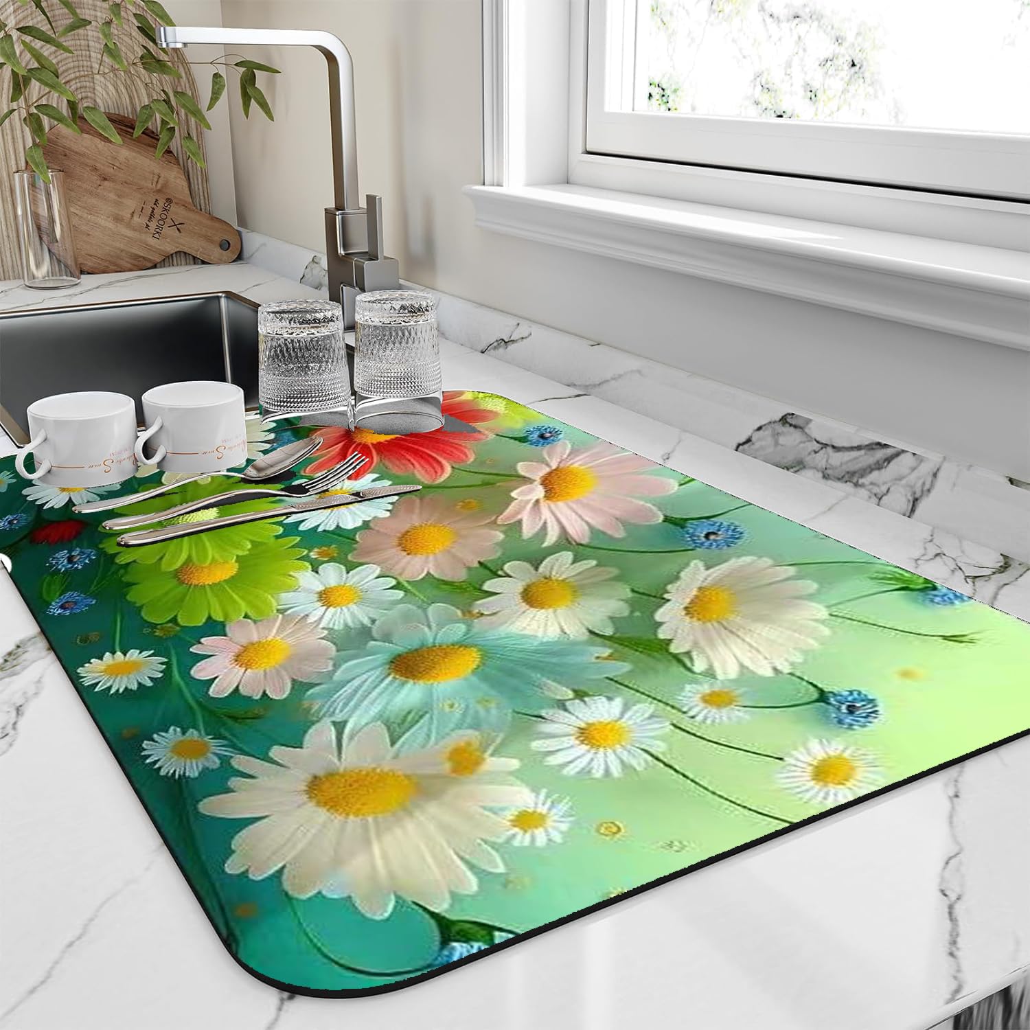 VHKD Dish Drying mat for Kitchen Water Absorbent mats for Kitchen Utensils Large Dry mat for Kitchen Utensils Drying mat Water Absorbent mats for Kitchen Large Size (Design 6| 58x38cm) (B0CTH4GP7X) Amazon Price History, Amazon Price Tracker