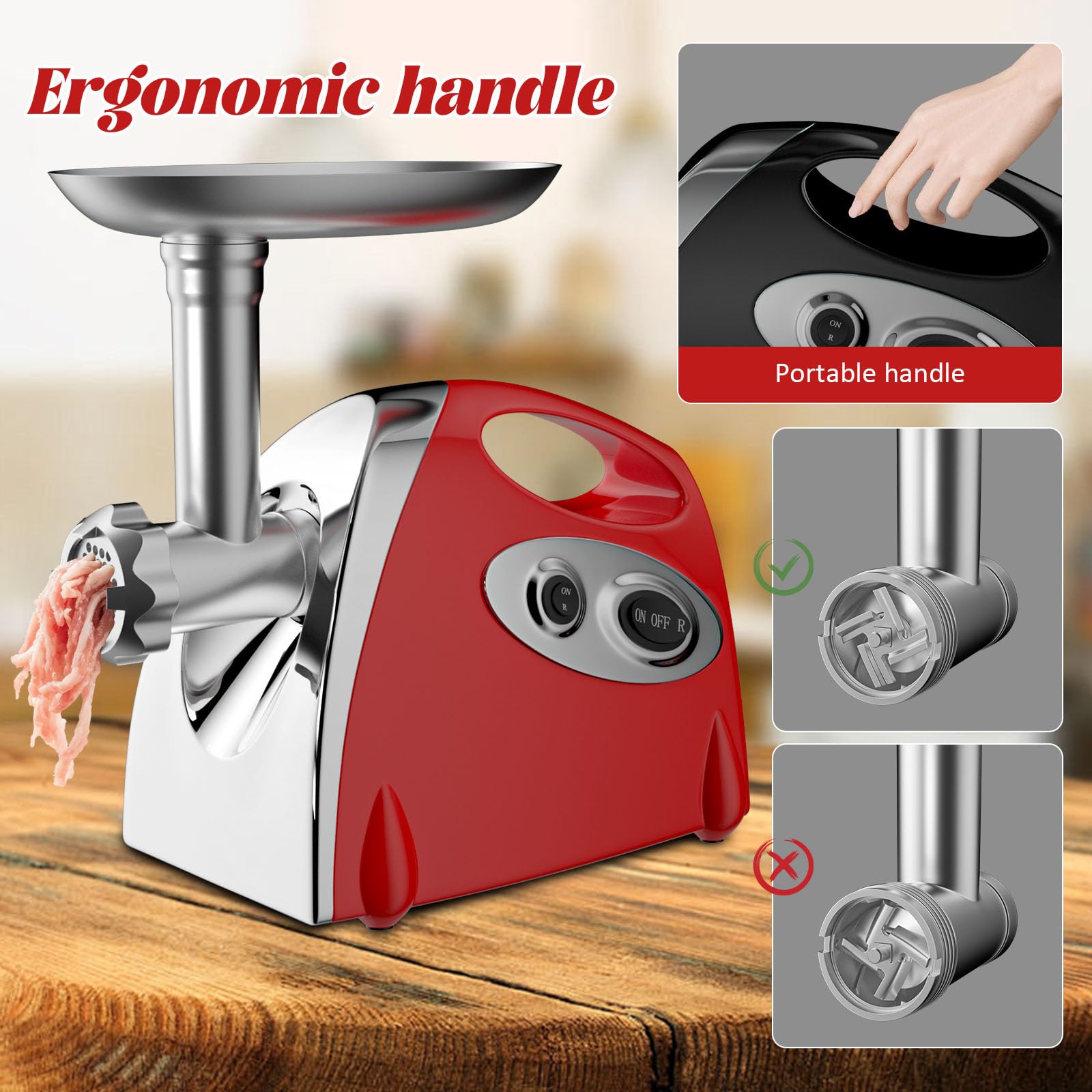 Hachoir à Viande Électrique 500W (2000W Max), 7 en 1 Hachoir à Viande Électrique, Hachoir a