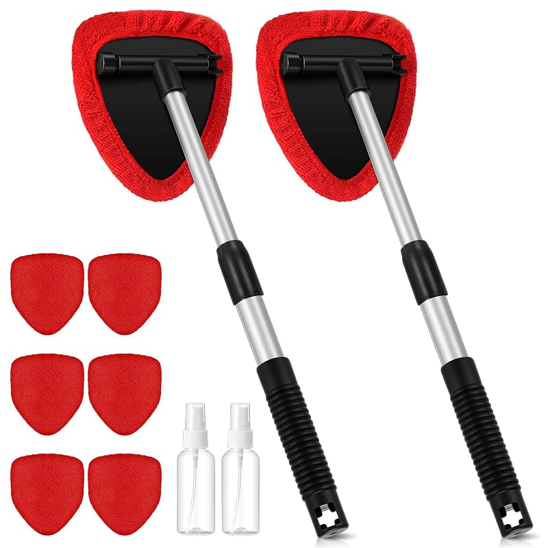 Kit Limpador de Para-brisa e Vidros Automotivos Baderke com Cabeça Giratória 180° Vermelho, 10 peças