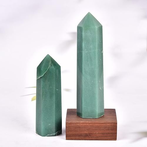 Miniatura 5 de AMOYSTONE 1 varita de aventurina verde, columna hexagonal de cristal curativo natural, 6 torres de cristal facetadas, reiki yoga, 0.6-1.1 libras