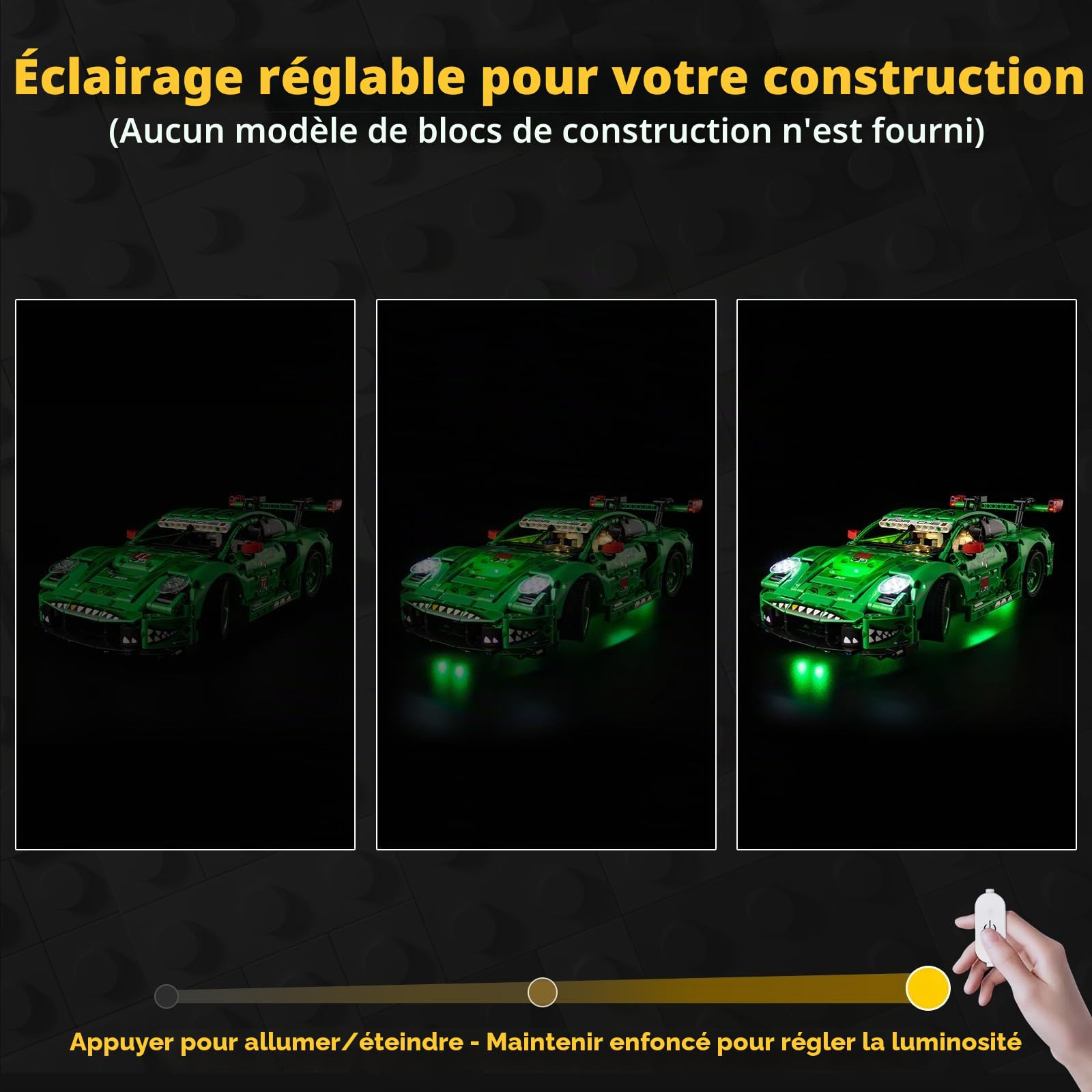 Kyglaring Kit d'Éclairage à LED Compatible avec Lego Technic Voiture Porsche 911 GT3 R Rexy AO Racing 42224 Blocs de Construction, Version Tactile (Pas de modèle)