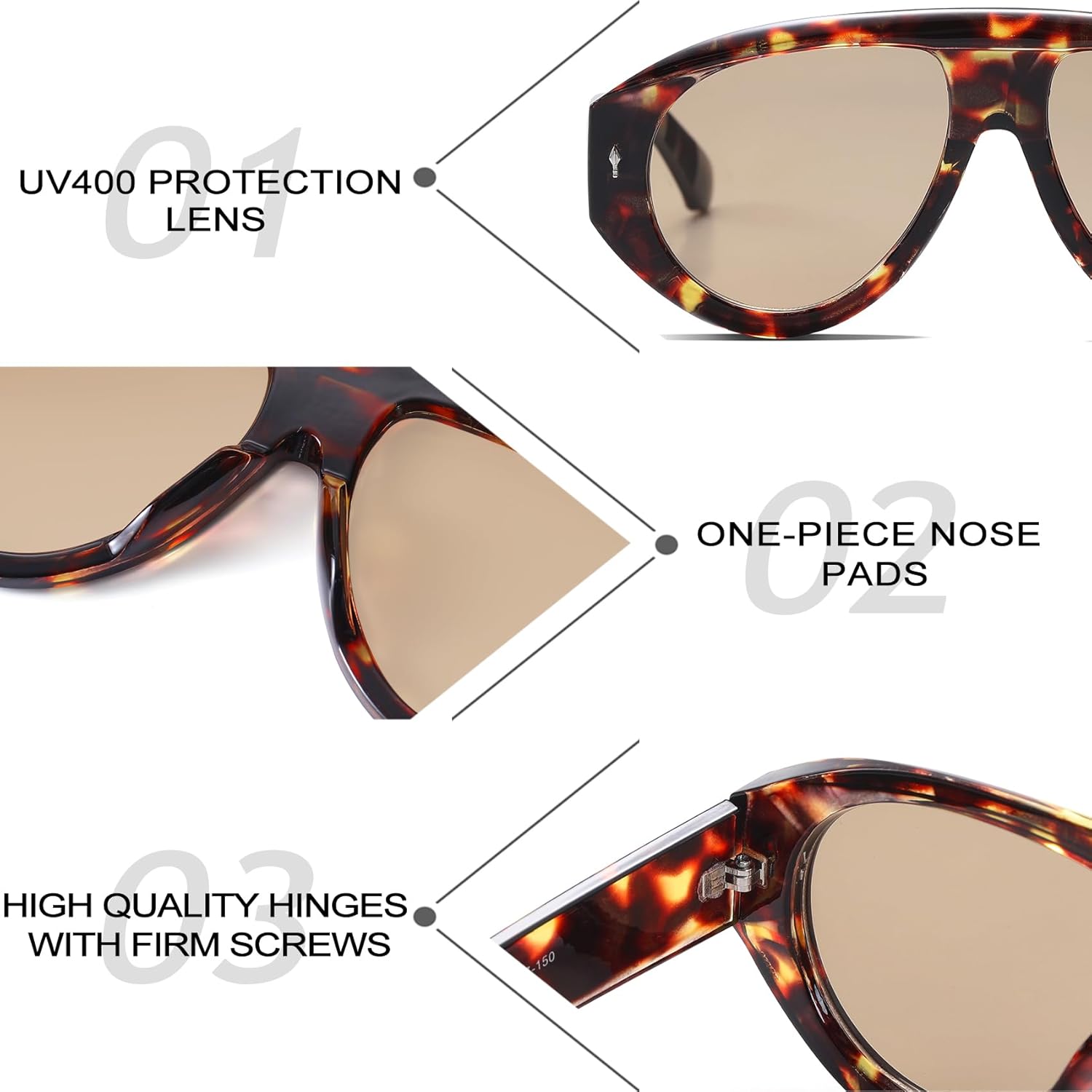 A LONG Trendy Oversized Aviator Sunglasses for Women Men Retro Vintage 70s Style Chunky Aviators Sun Glasses - Image 4