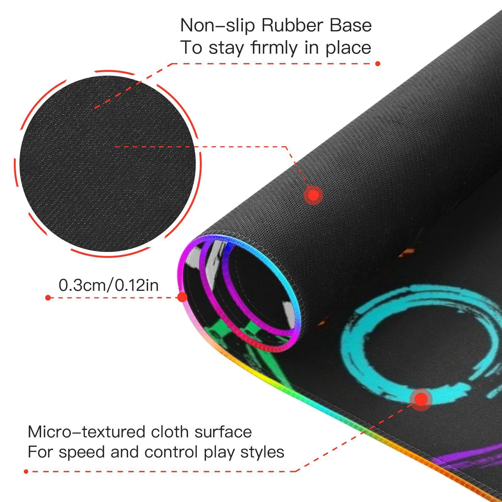 Colorful Art Trend Graffiti Ricarica Wireless Glowing pad animale animale tappetino per mouse da gioco grande multifunzionale per scrivania 80 x 30 cm