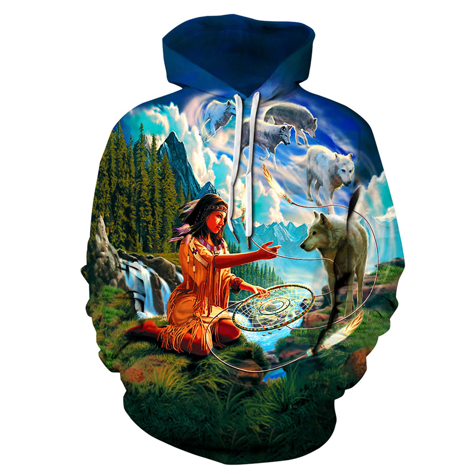 Keephen Men's # 2 Unisex 3D Digital Print Hoodies Native American Indian Pullover Personalised Long Sleeve Sweatshirt /Wo Novelty Streetwear Drawstring With Pocket