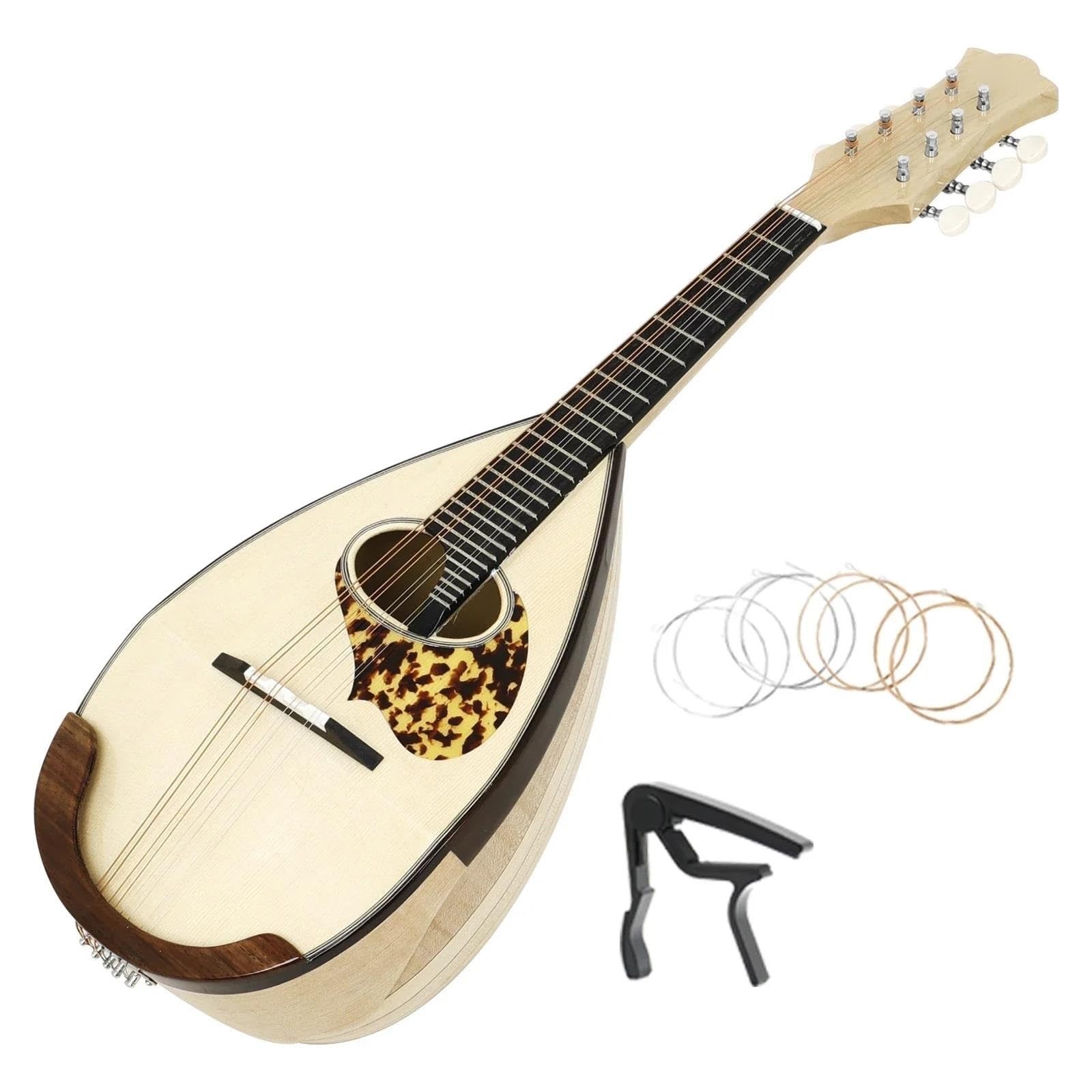 Mandolina Dla Początkujących Klasyczna Gitara Mandolina 8strunowa Instrumenty Strunowe Z Misą Gitarową I Akcesoriami Do Strun Capo Pick
