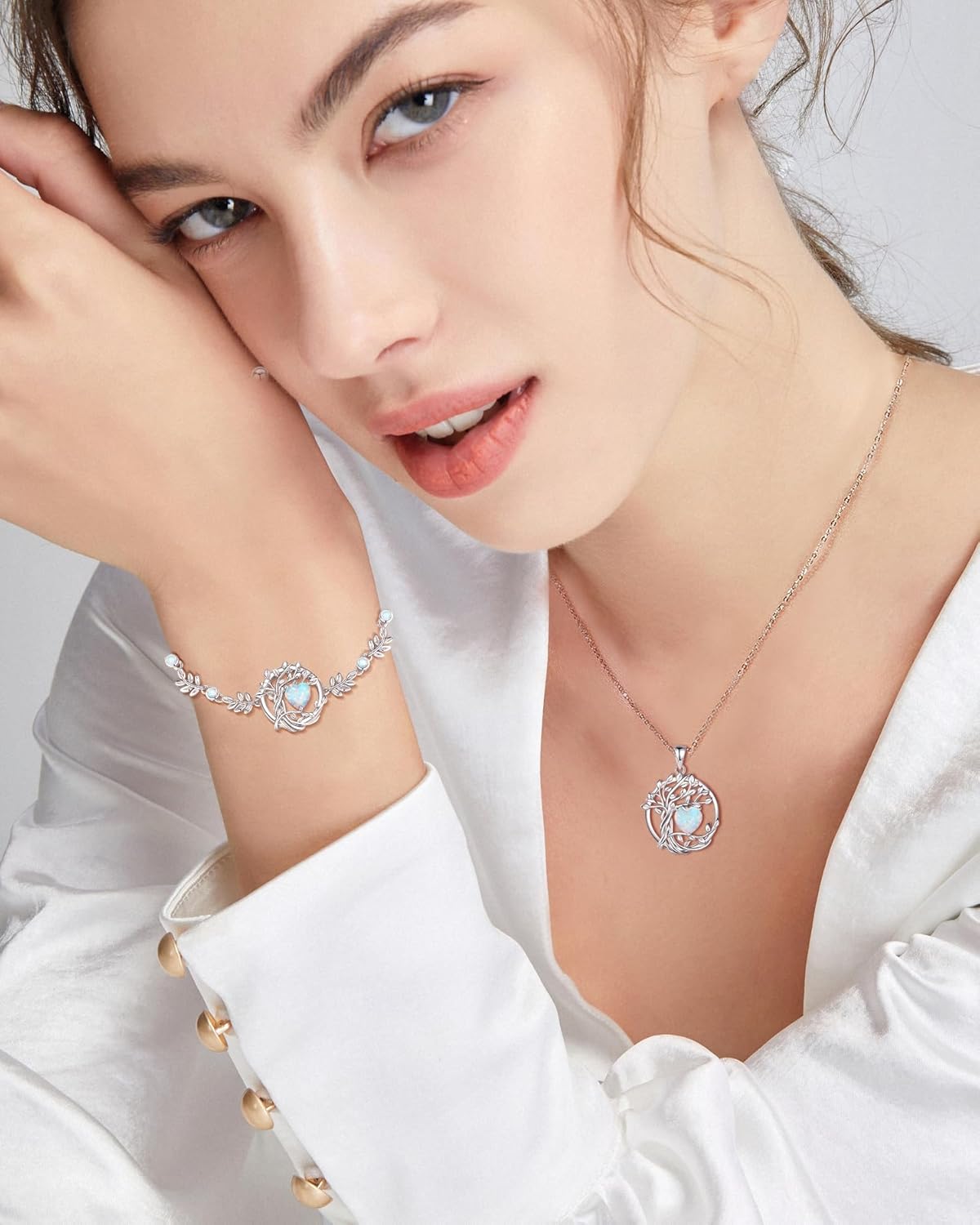 FANCIME Tree of life Birthstone Bracelet for Women Sterling Silver Tree Jewelry Birthstone Charm Bracelet Gemstone Anniversary Birthday Mothers Day Gifts for Wife Mom Her - Image 3