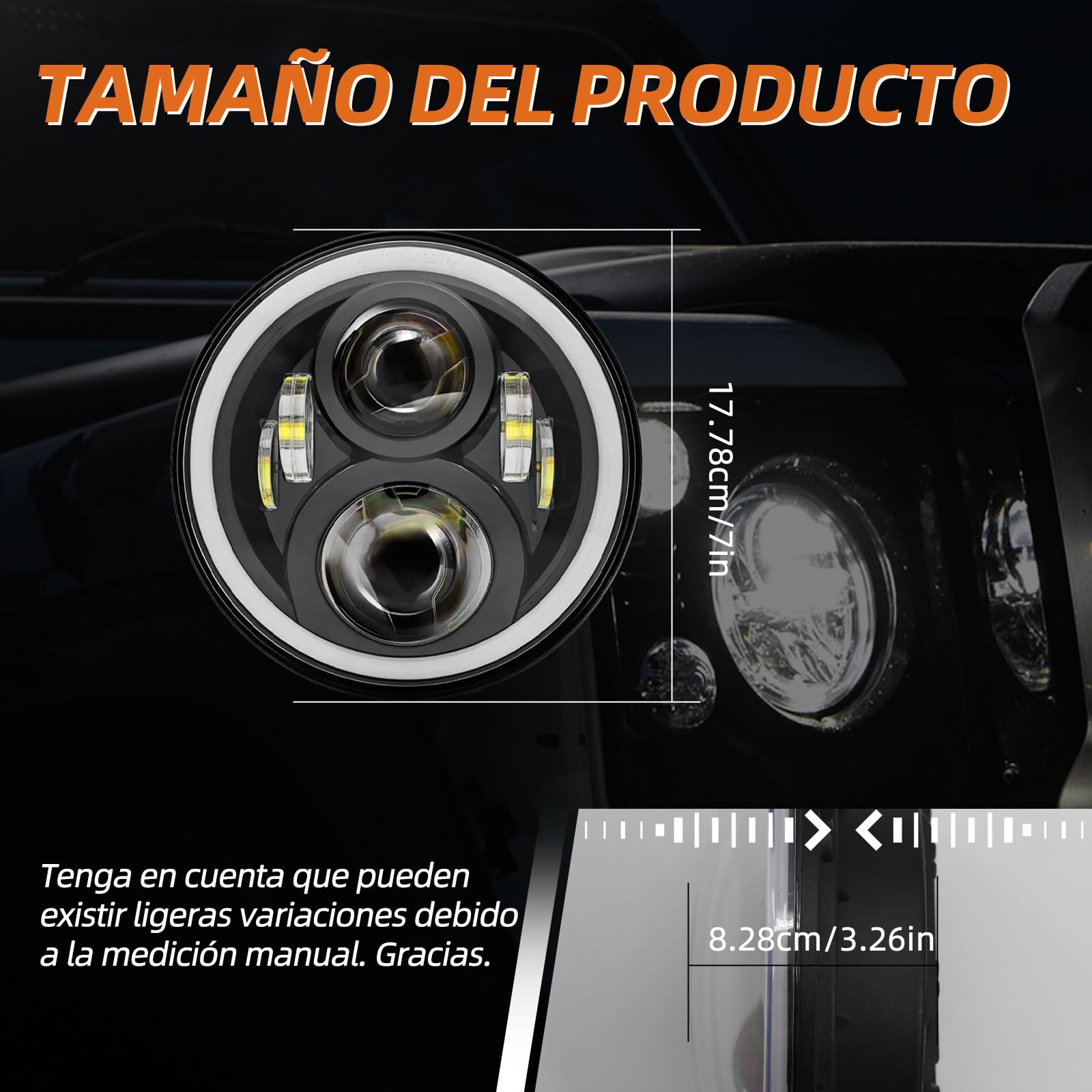 Faros LED de 7 pulgadas con halo de circulación diurna e intermitente de alto y bajo para Defender 90 110