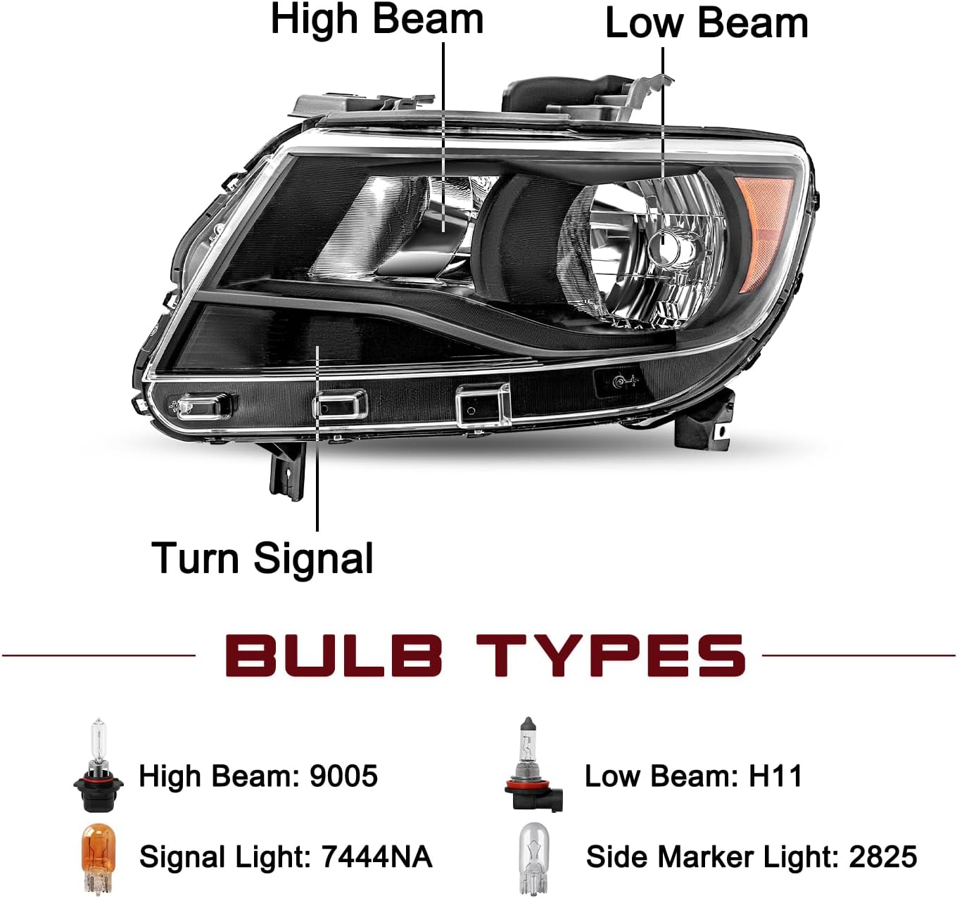 JSBOYAT Halogen Headlight Assembly Fit for 2015-2022 Chevy Colorado 4-Door Extra Cab | Crew Cab Models Driver and Passenger Side, Black& Amber