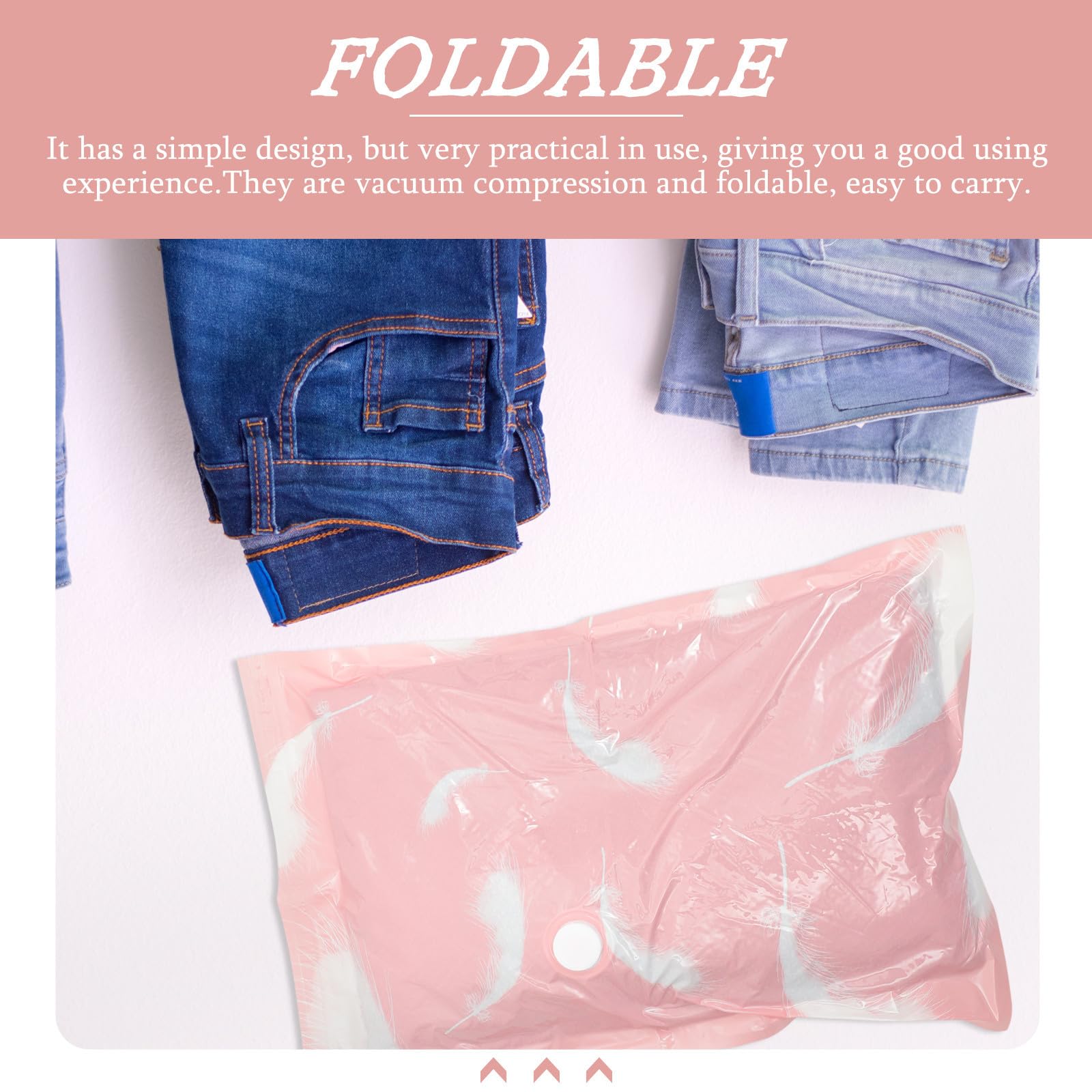Bolsa de Almacenamiento de Ropa al Vacío Grande Rosa Plegable y Fácil de Transportar Adecuado para Guardar Ropa en Interiores